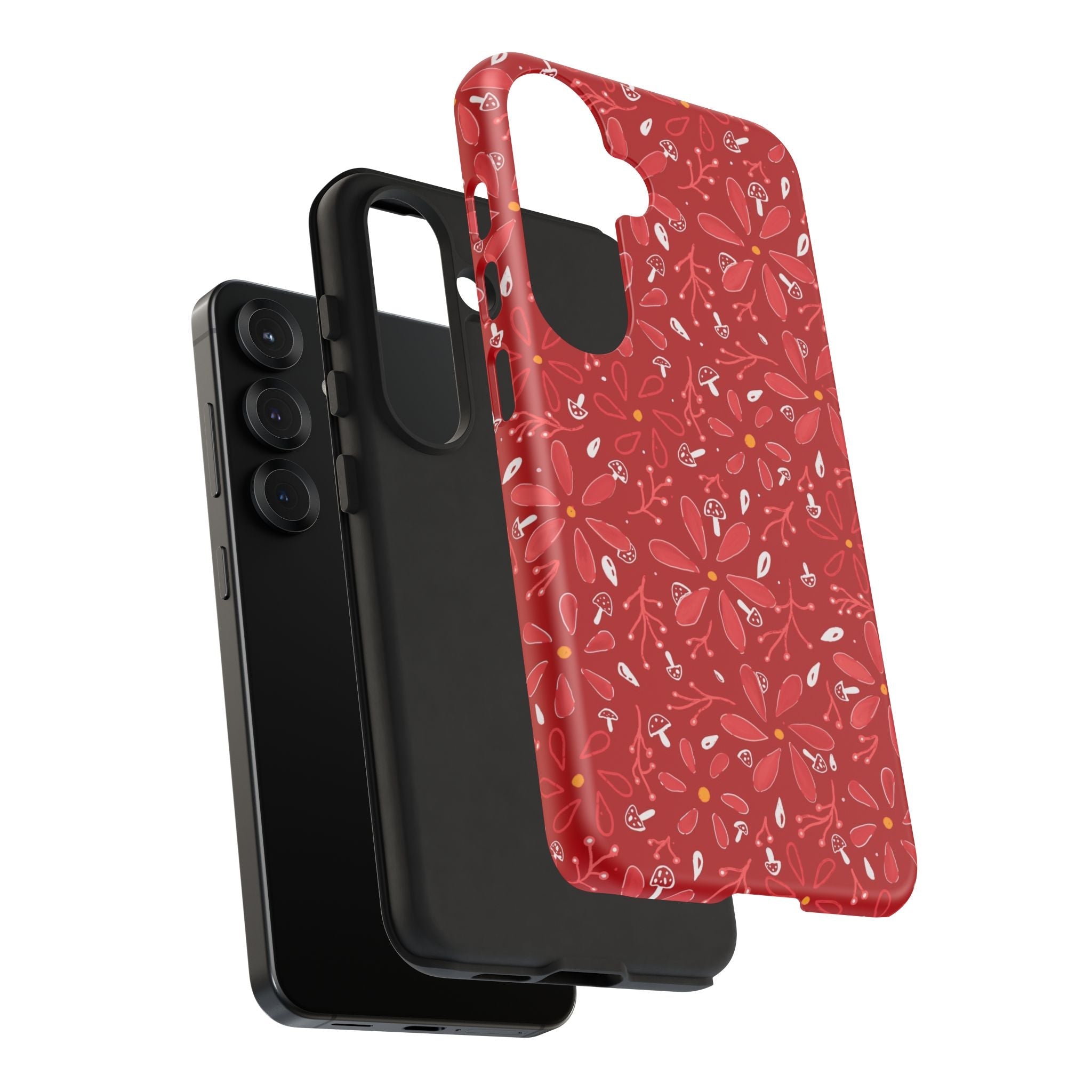 Red Flora Hand Designed Print Tough Cases Printify