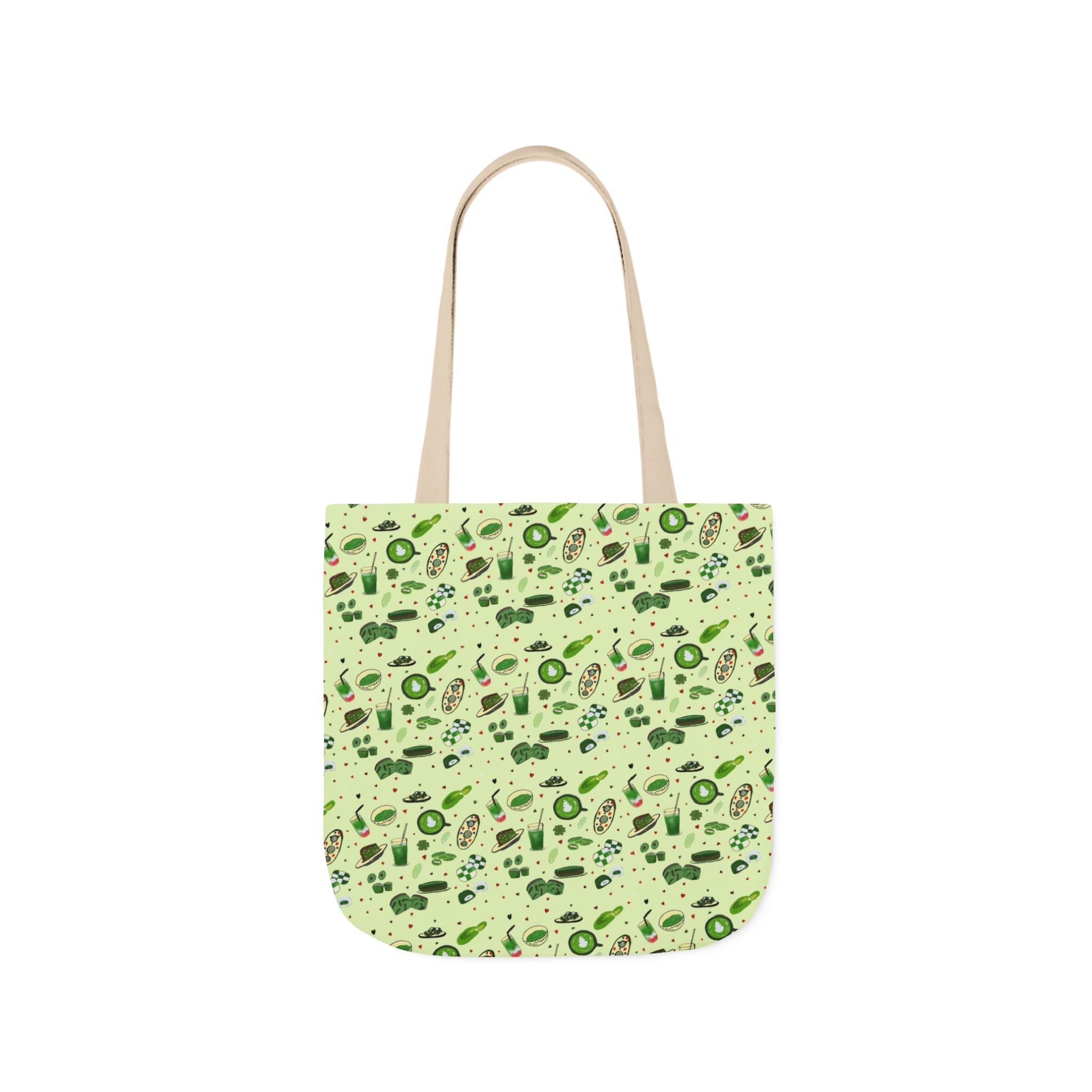 Matcha Hand Drawn Print Art Canvas Tote Bag, 5-Color Straps Printify