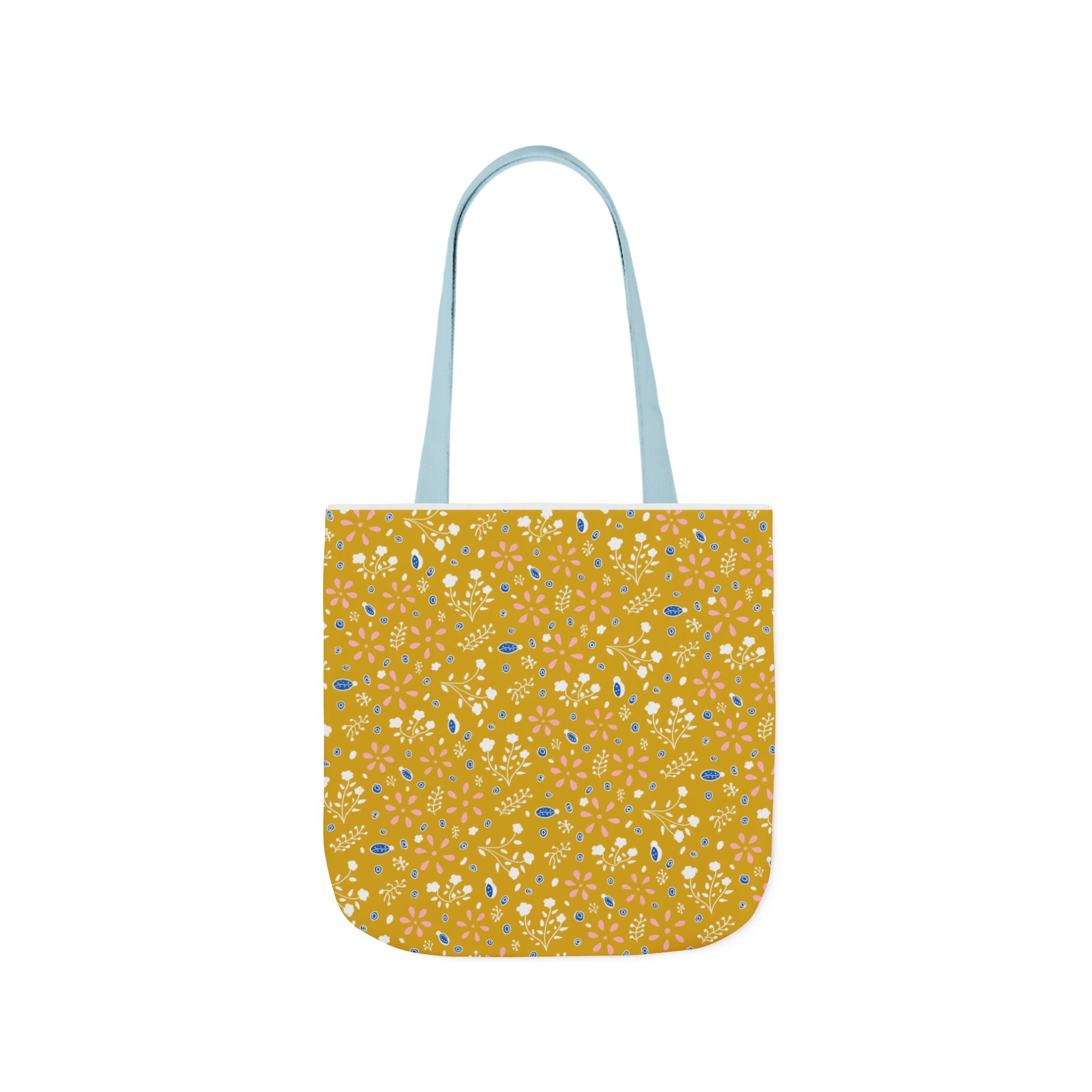 Golden Yellow Botanic Canvas Tote Bag, 5-Color Straps
