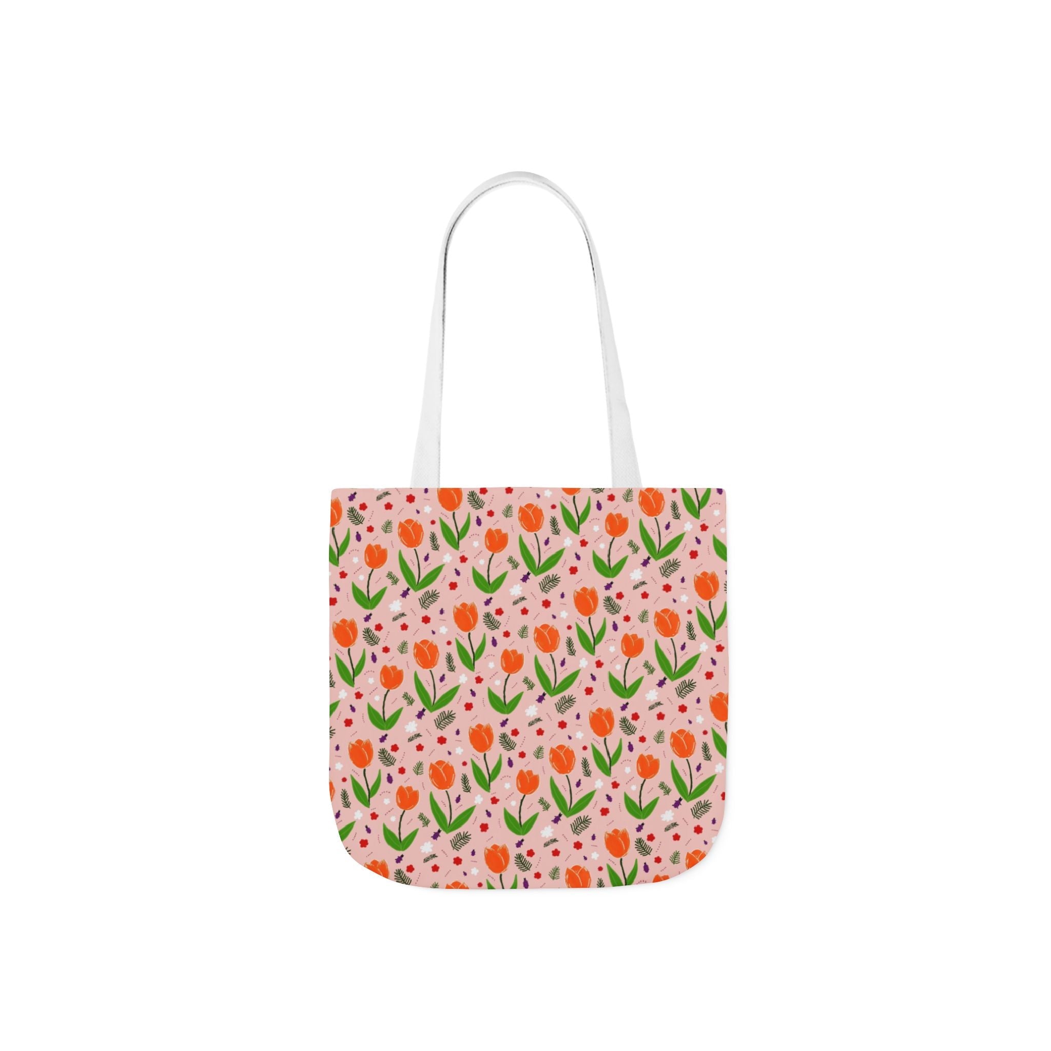 Orange Tulip Hand Designed Art Botanic Canvas Tote Bag, 5-Color Straps Printify