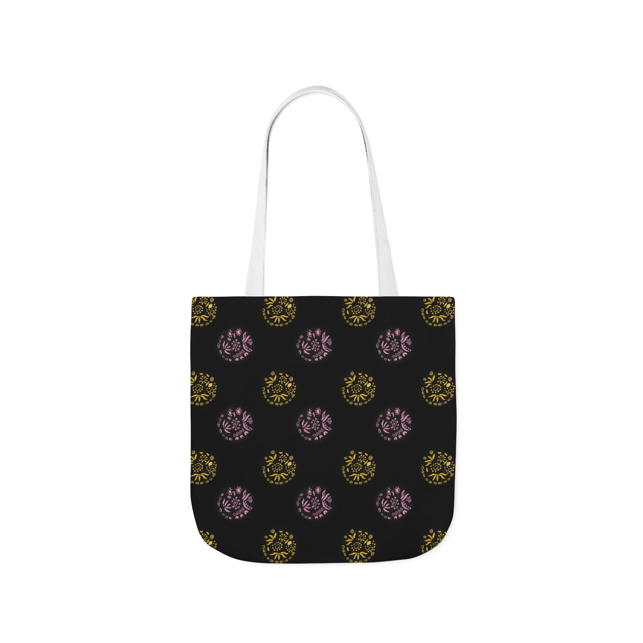 Black Abstract Canvas Tote Bag, 5-Color Straps
