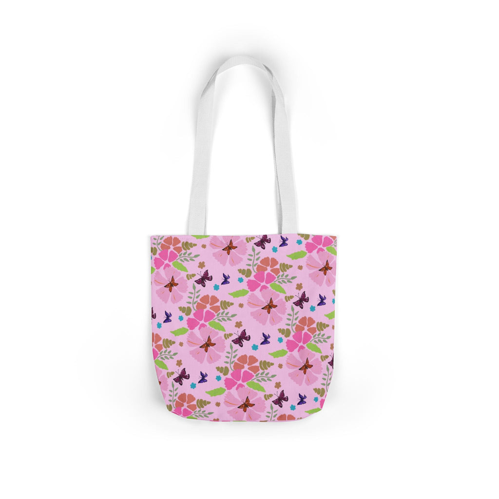 Pink Butterfly Garden Canvas Tote Bag, 5-Color Straps Printify