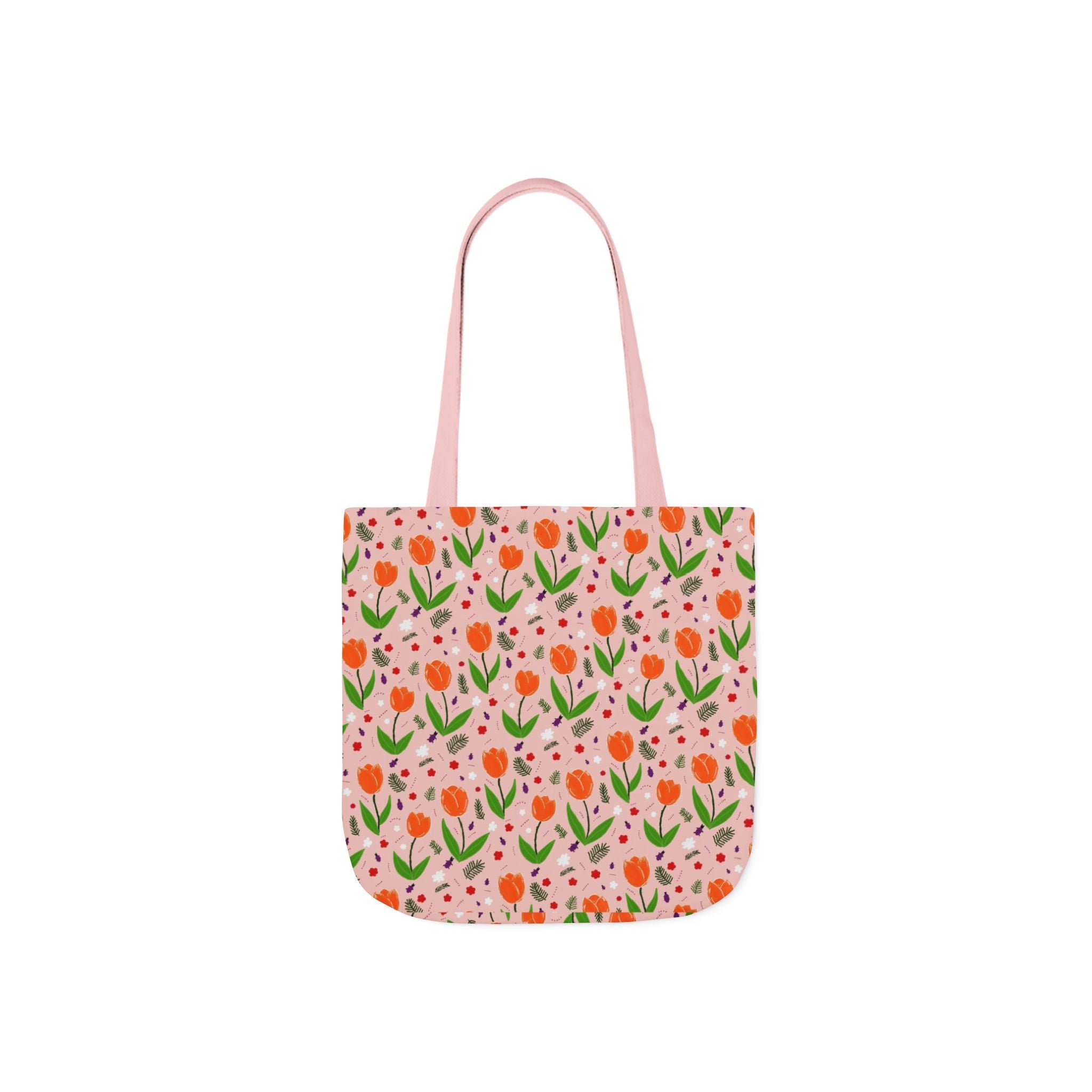 Orange Tulip Hand Designed Art Botanic Canvas Tote Bag, 5-Color Straps Printify