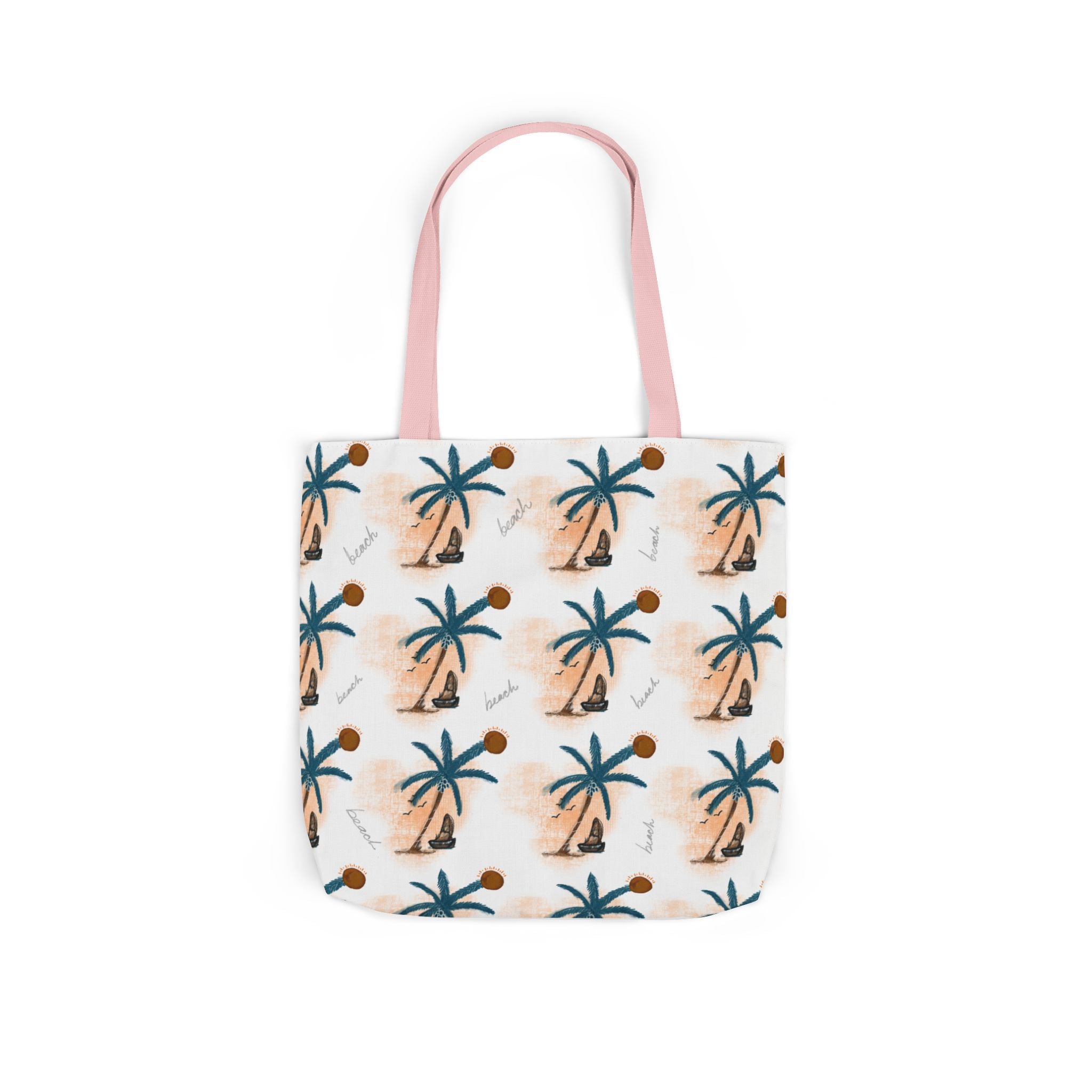 Beach Hand Drawn Art Canvas Tote Bag, 5-Color Straps Printify