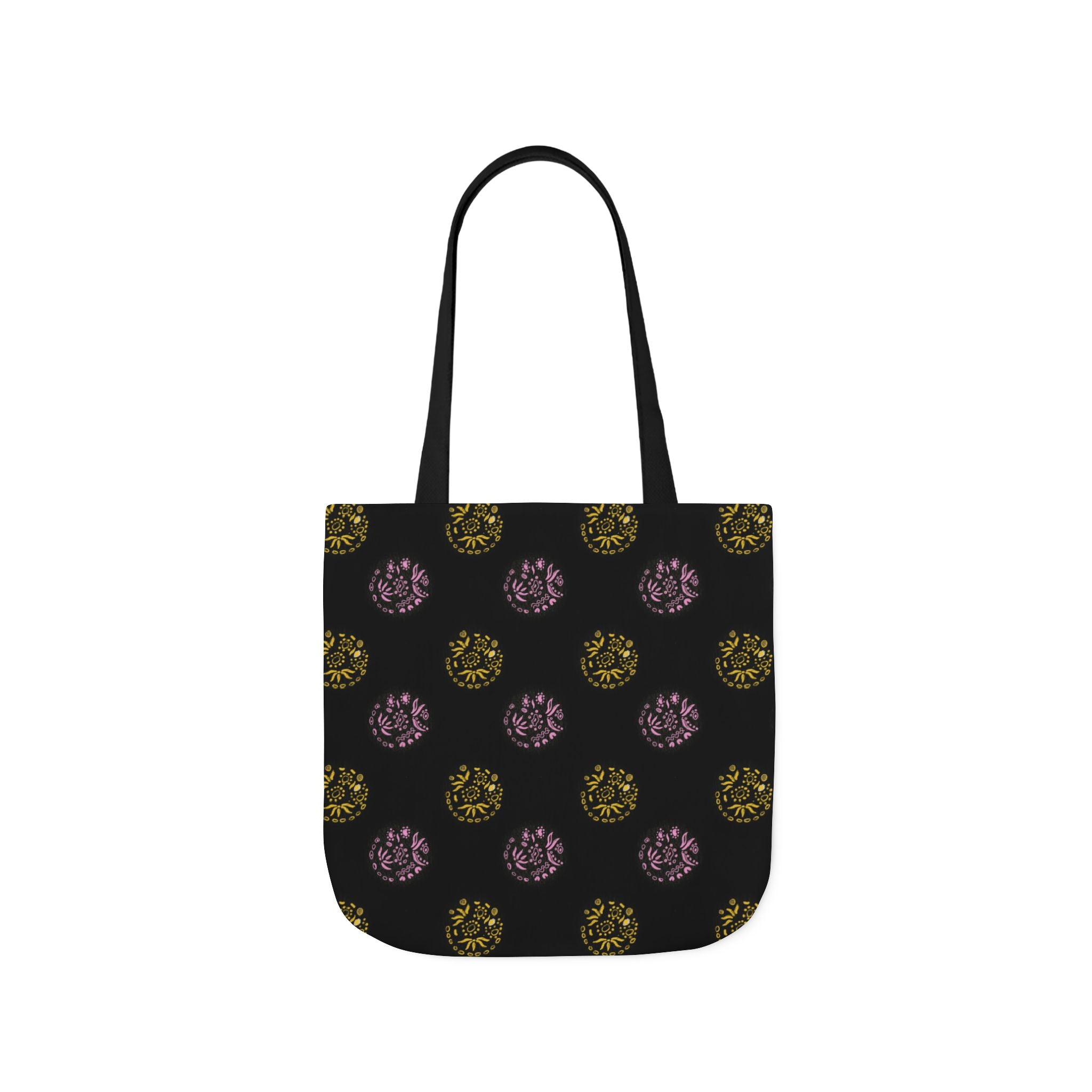 Black Abstract Canvas Tote Bag, 5-Color Straps
