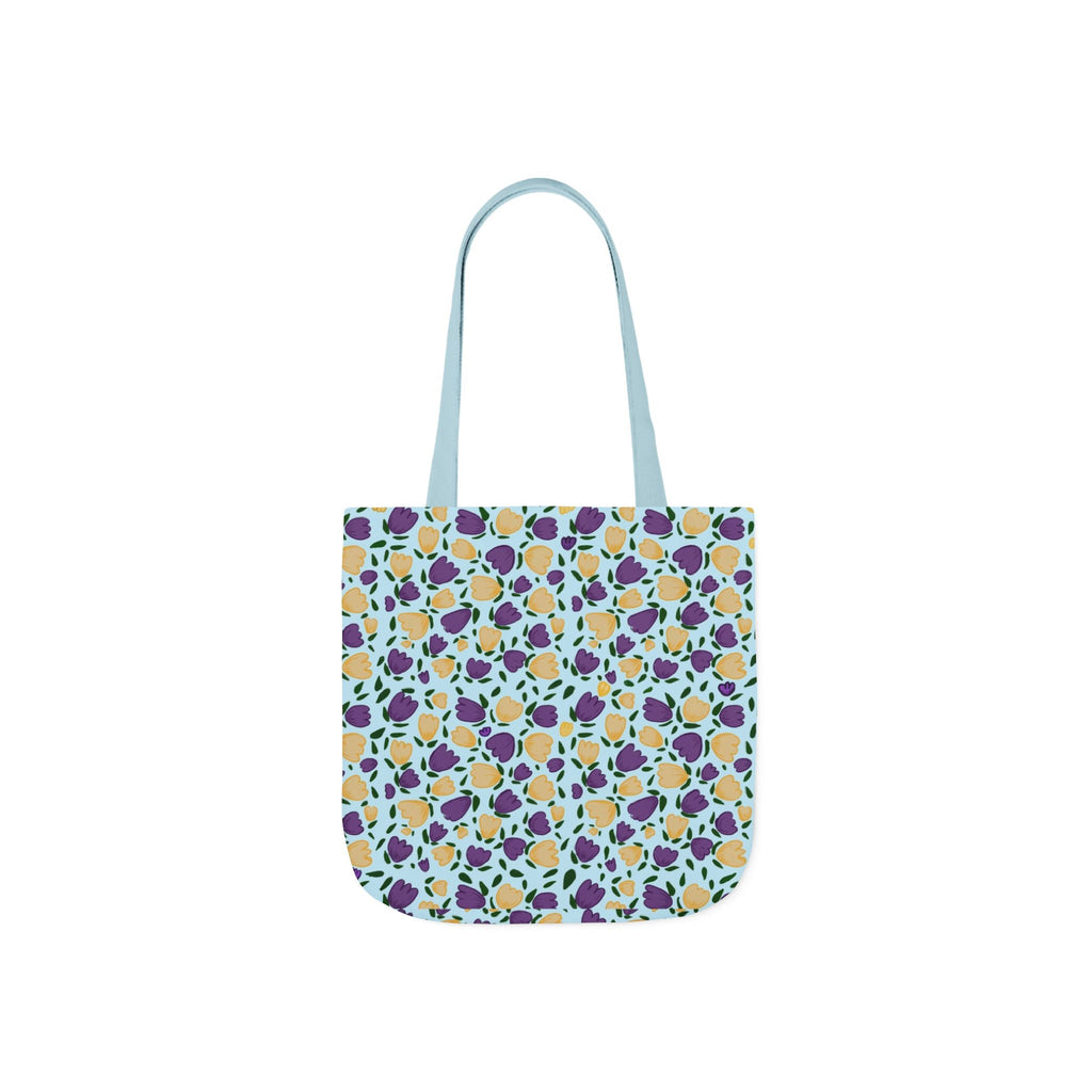 Blue Purple Cute Original Art Wild Flora Canvas Tote Bag, 5-Color Straps Printify