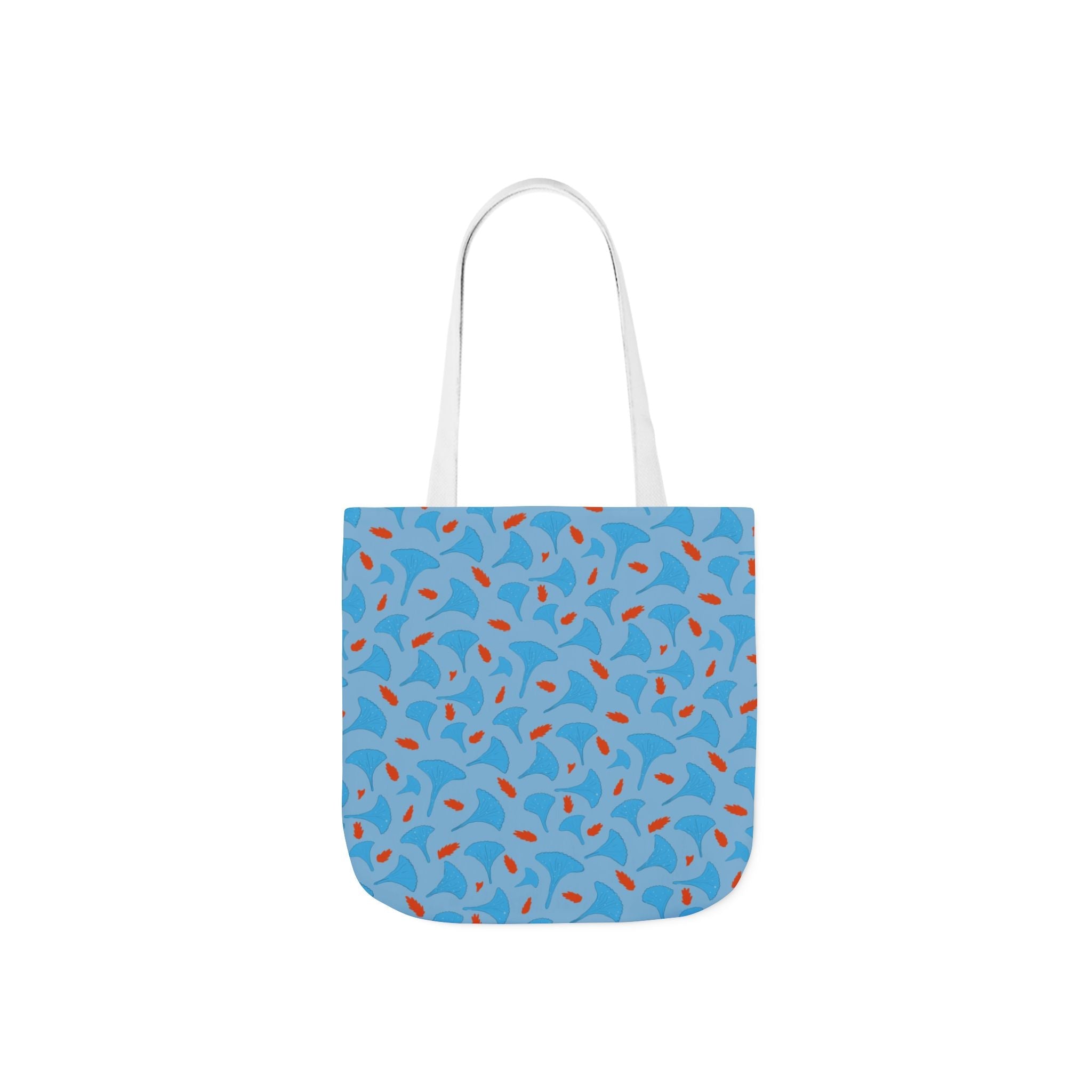 Blue Orange Flora Hand Designed Prints Canvas Tote Bag, 5-Color Straps Printify
