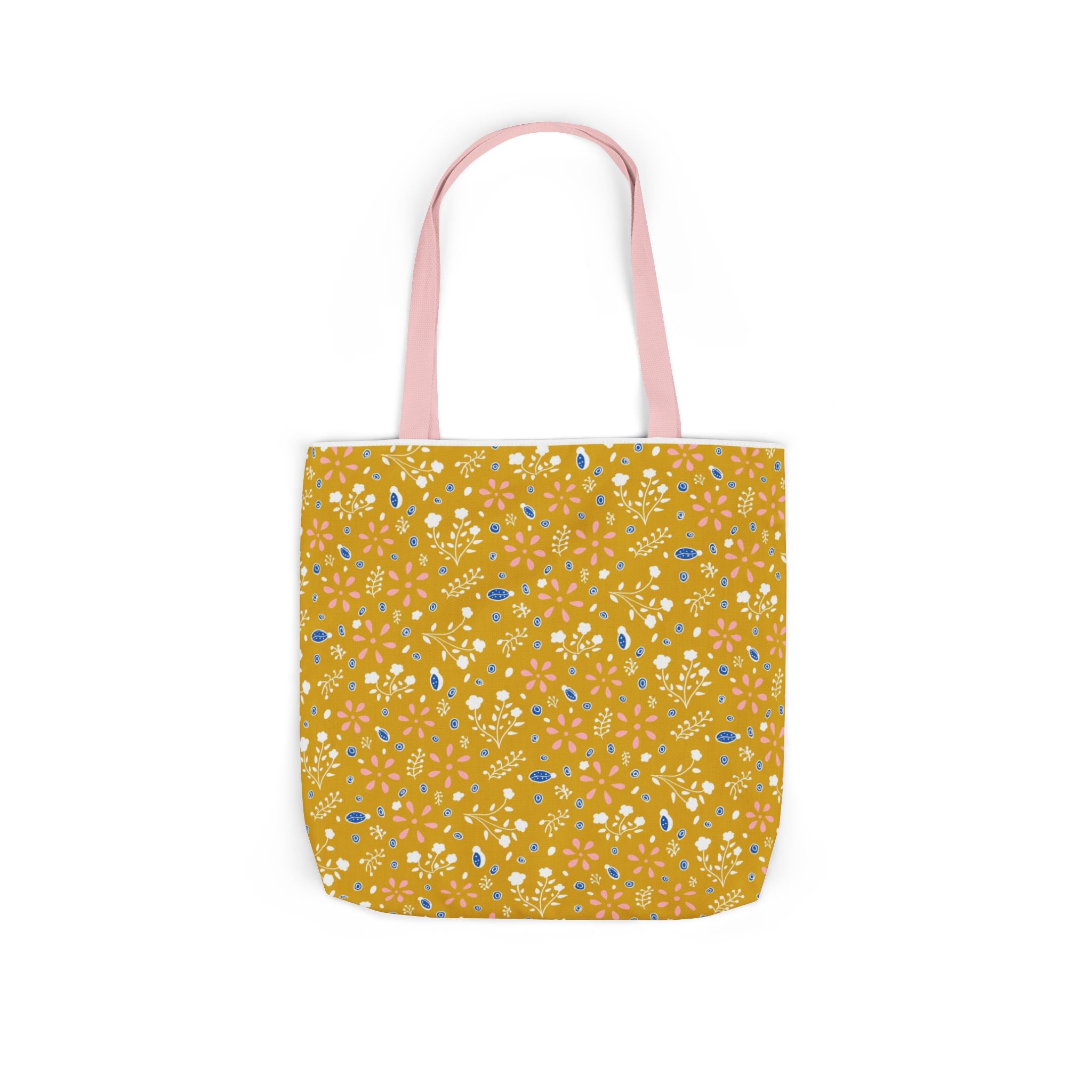 Golden Yellow Botanic Canvas Tote Bag, 5-Color Straps