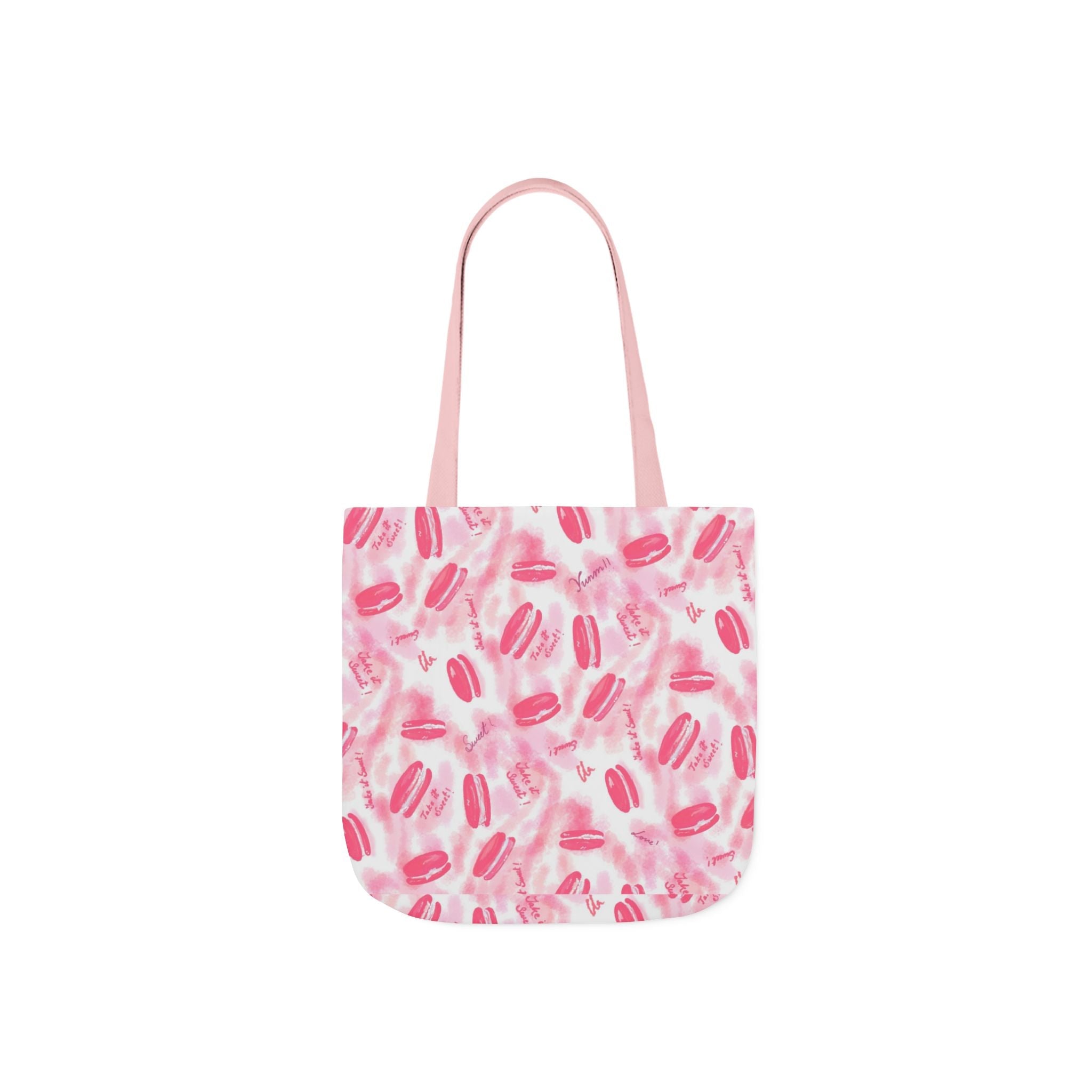 Macaron Hand Drawn Prints Canvas Tote Bag, 5-Color Straps Printify