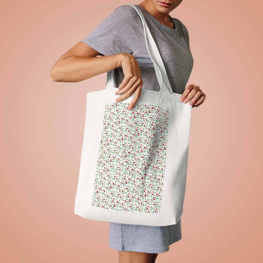 Small Flora Hand Designed Art Print -Cotton Tote Bag Printify