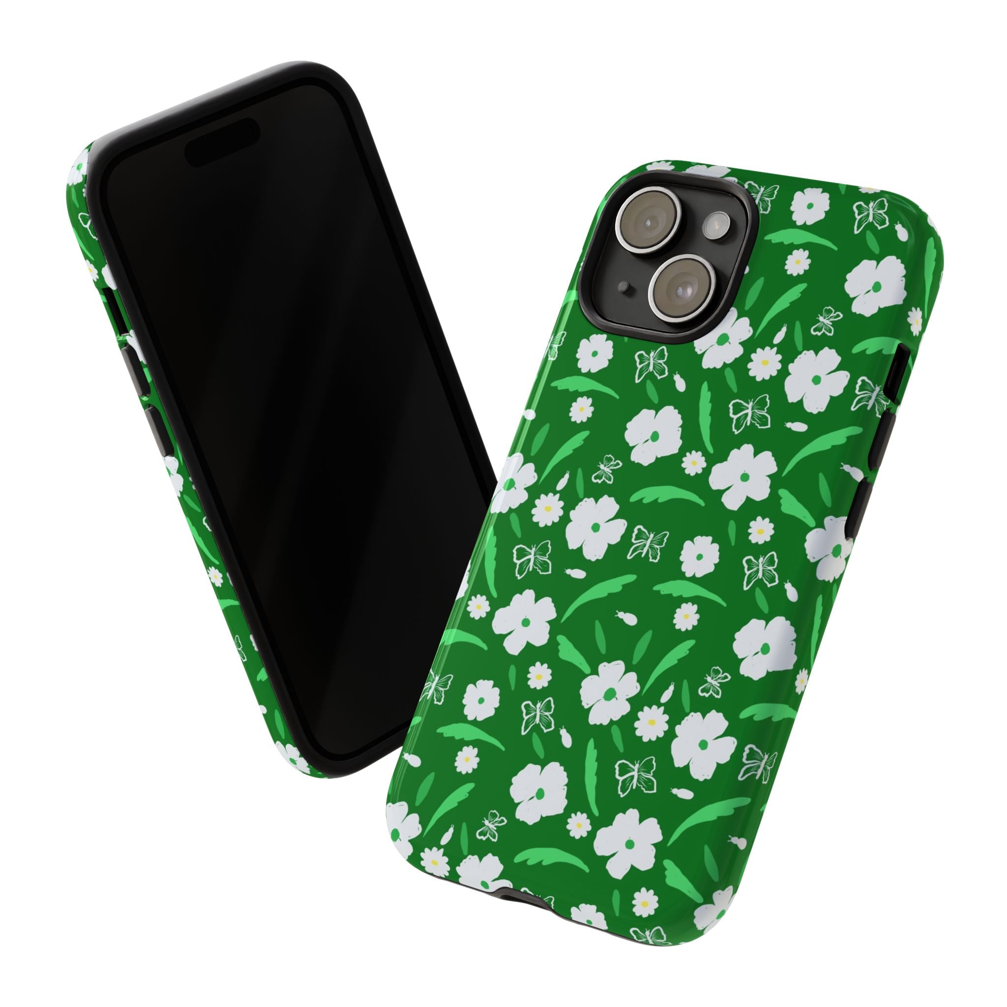 Green Meets White Flora Hand Designed Prints Tough Cases Printify