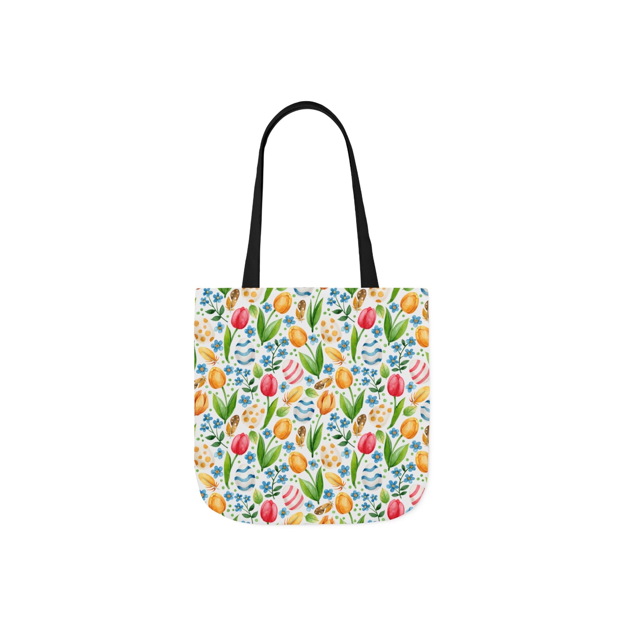 Colourful Egg Tulip Theme Canvas Tote Bag, 5-Color Straps Printify