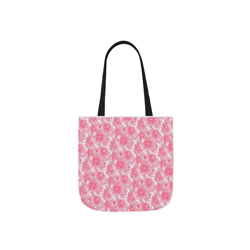 Cute Pink Flora Original Art Canvas Tote Bag, 5-Color Straps Printify