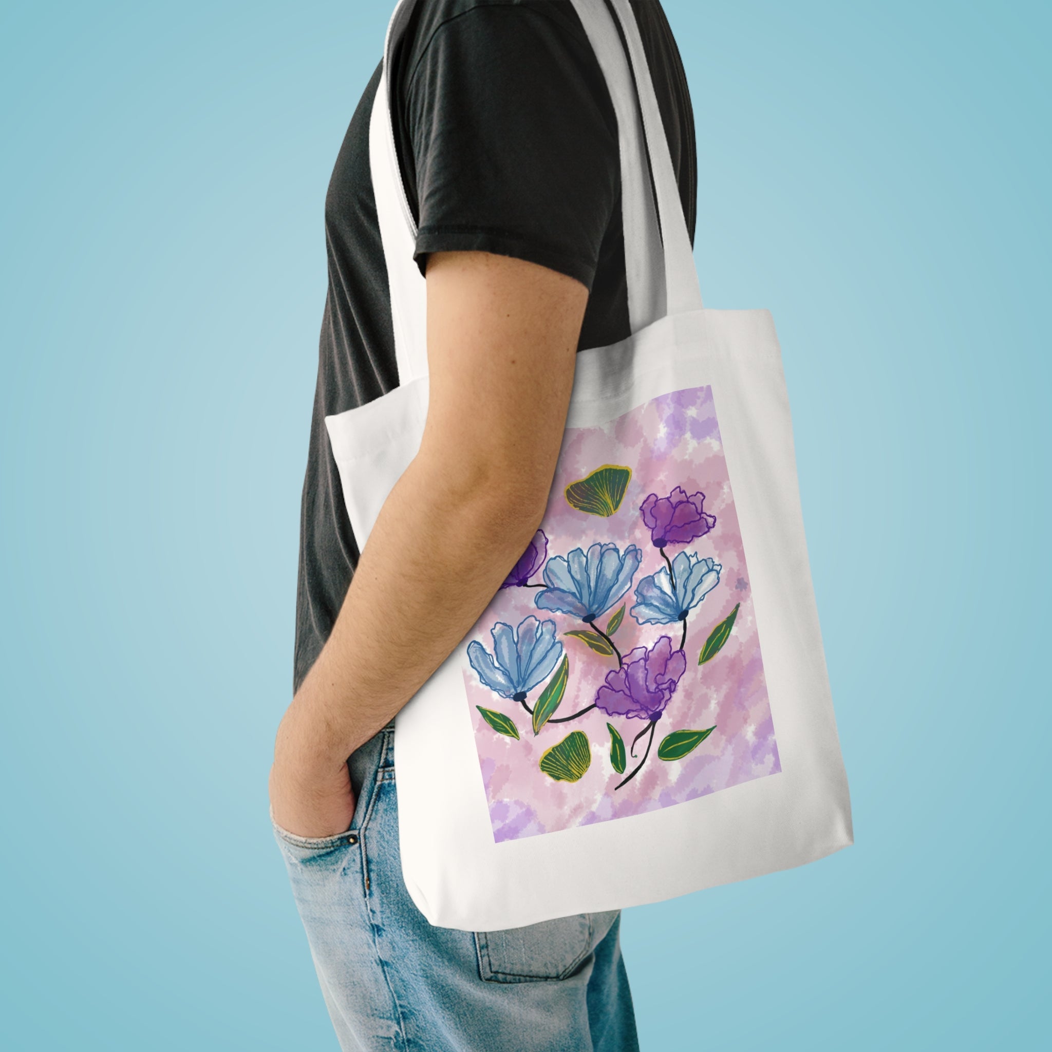 Wild Flora Cotton Tote Bag- Cream and Black Variant Printify