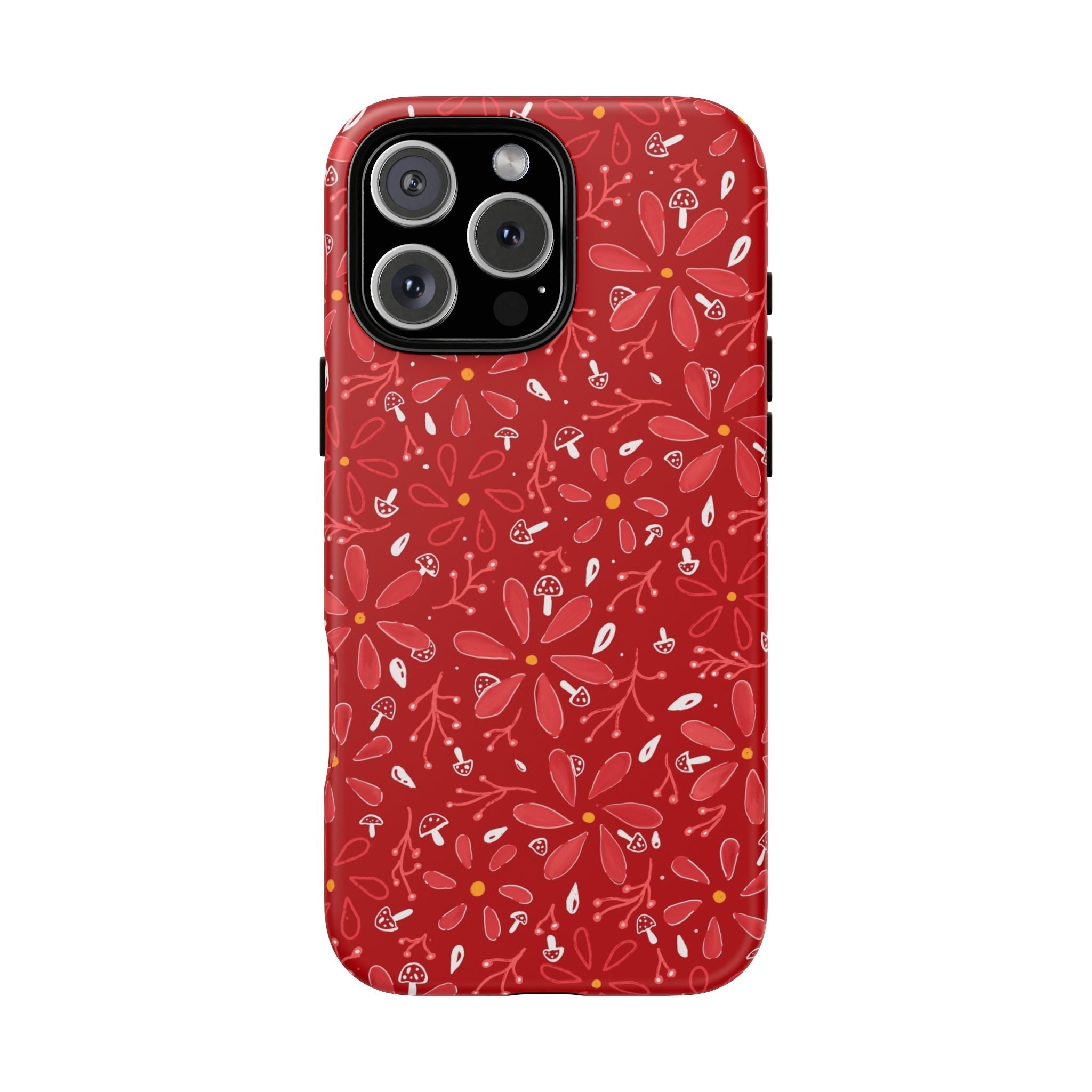 Red Flora Hand Designed Print Tough Cases Printify
