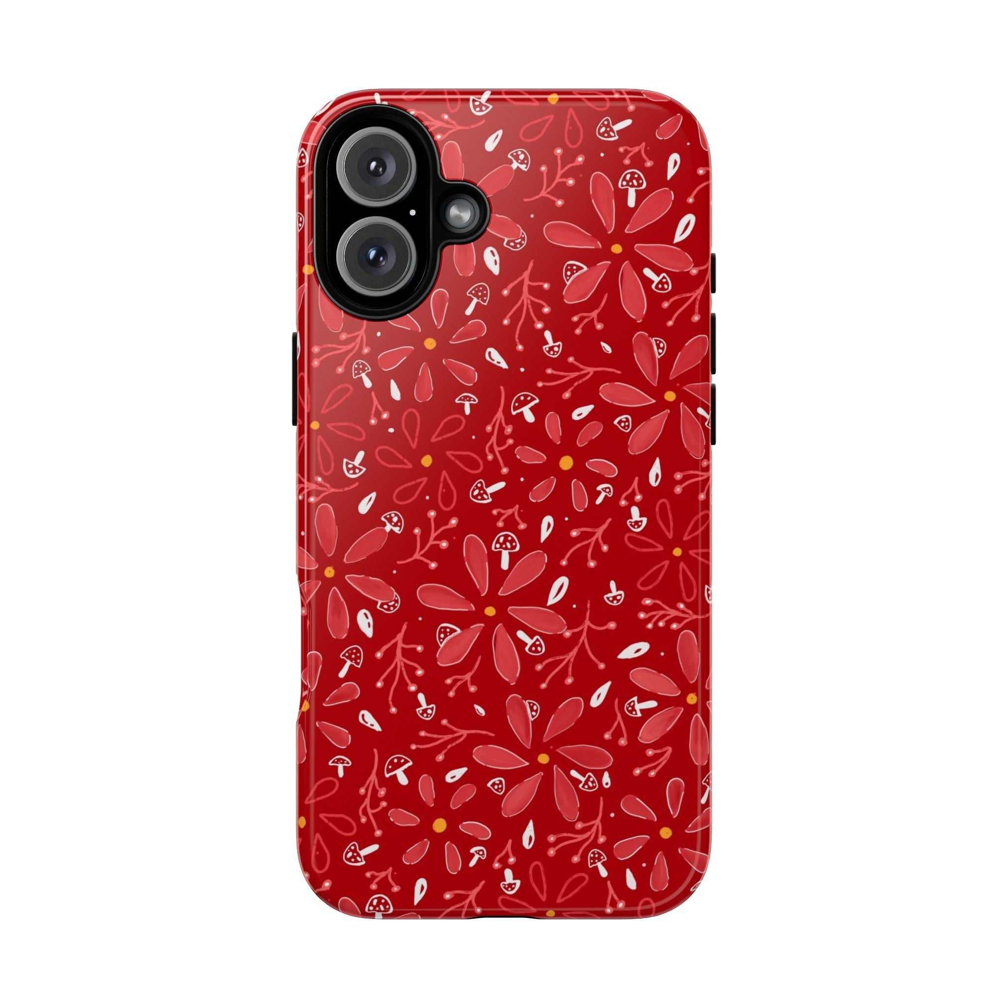 Red Flora Hand Designed Print Tough Cases Printify