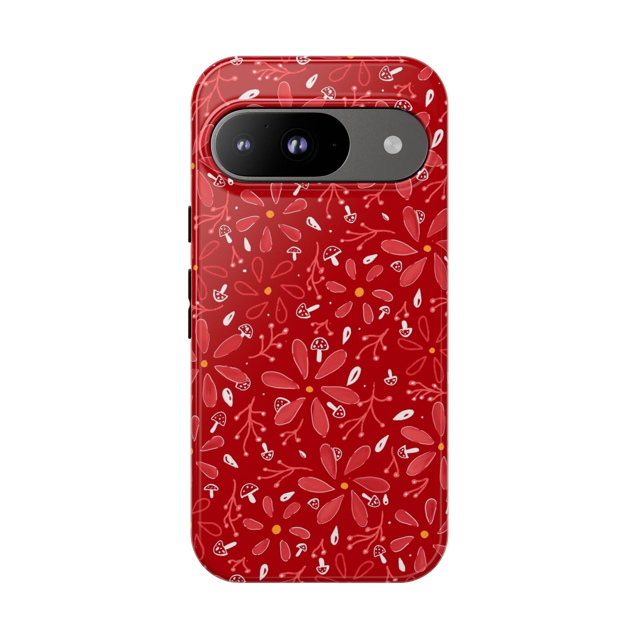 Red Flora Hand Designed Print Tough Cases Printify