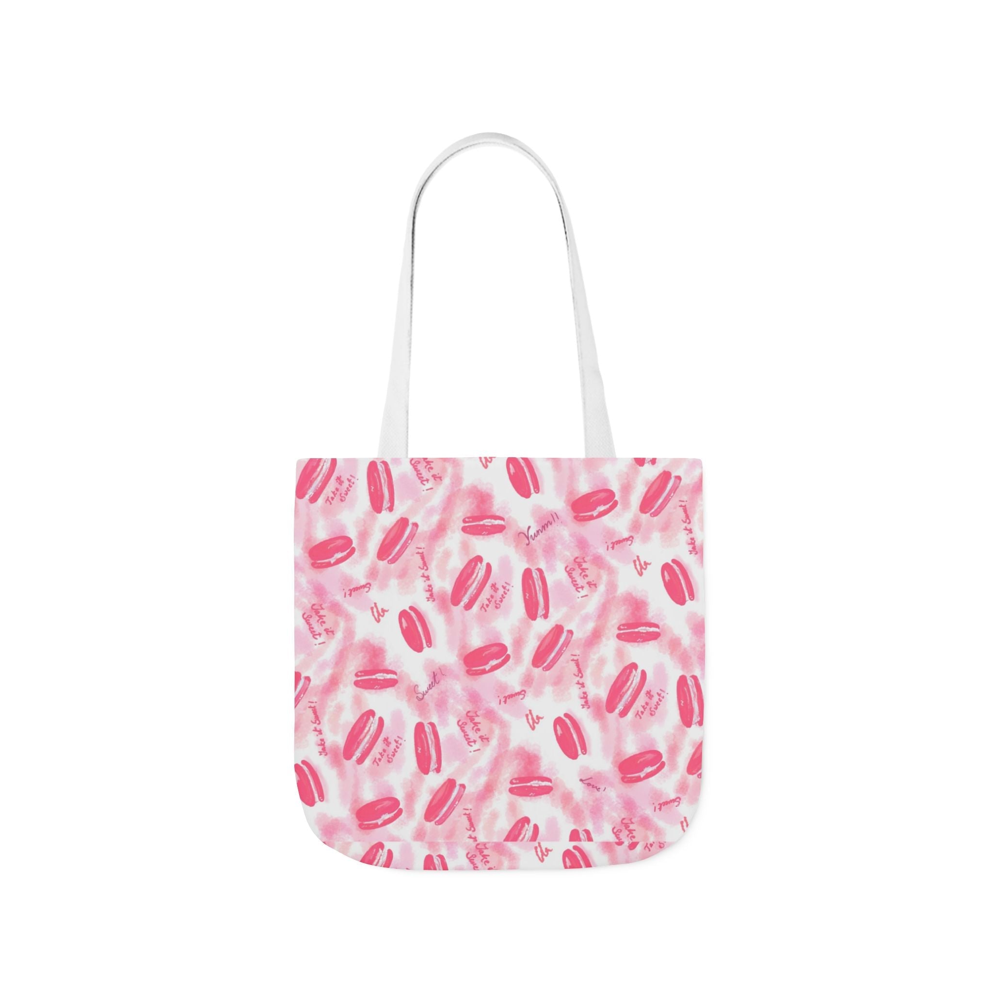 Macaron Hand Drawn Prints Canvas Tote Bag, 5-Color Straps Printify