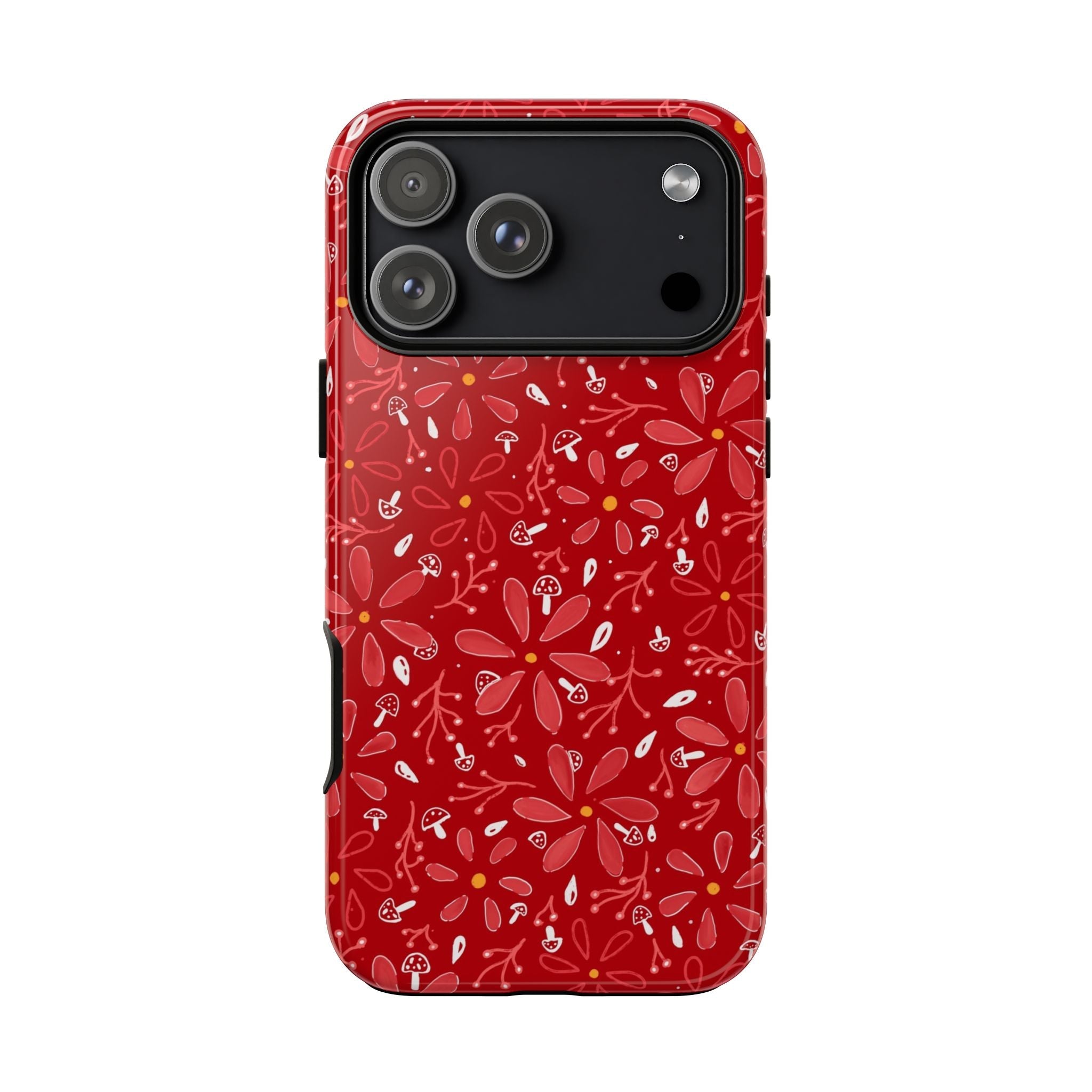 Red Flora Hand Designed Print Tough Cases Printify