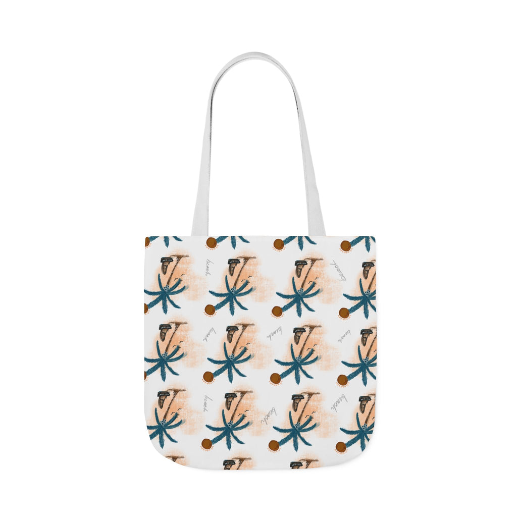 Beach Hand Drawn Art Canvas Tote Bag, 5-Color Straps Printify