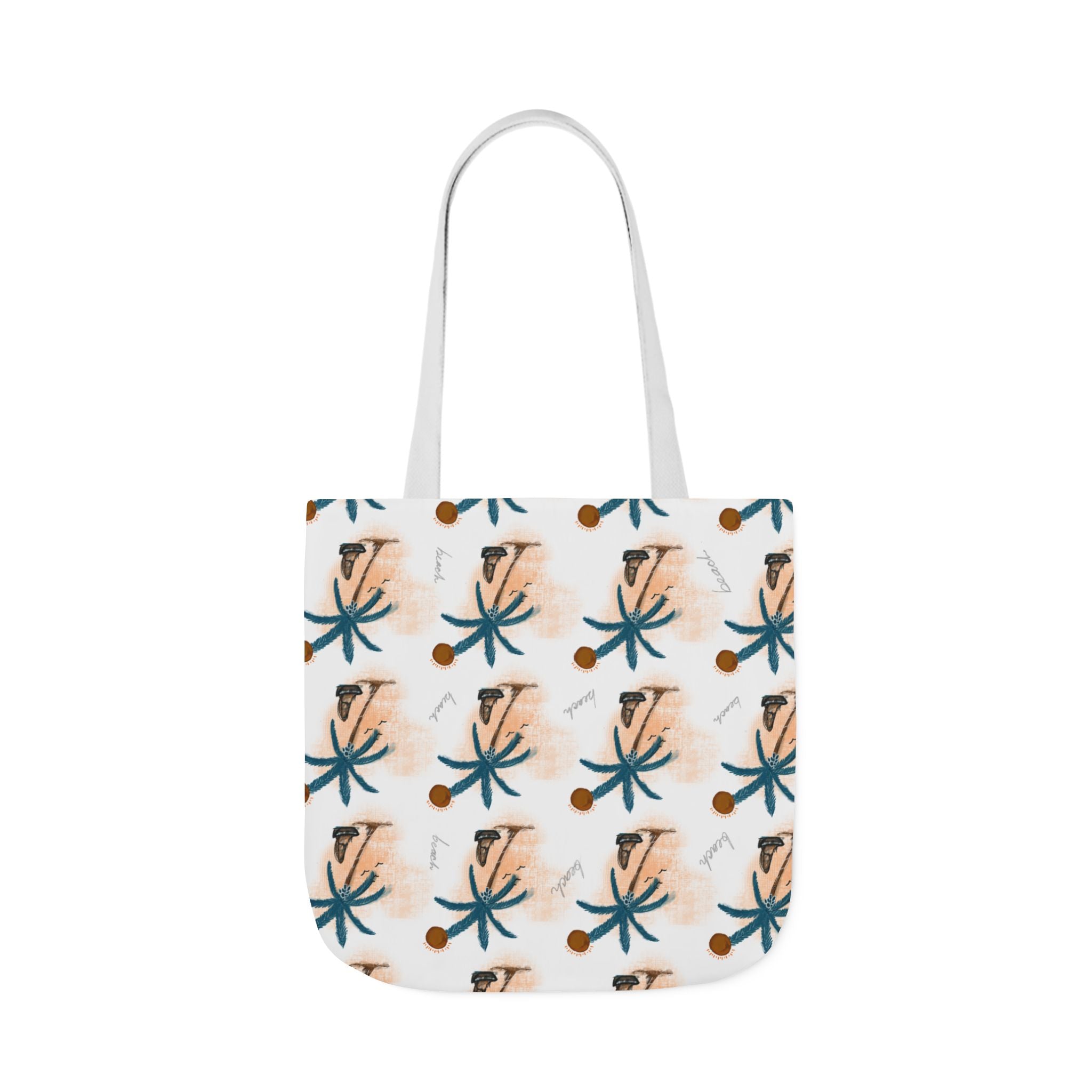 Beach Hand Drawn Art Canvas Tote Bag, 5-Color Straps Printify