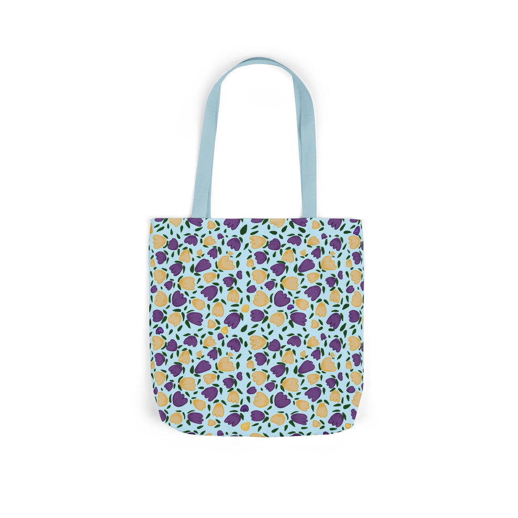 Blue Purple Cute Original Art Wild Flora Canvas Tote Bag, 5-Color Straps Printify