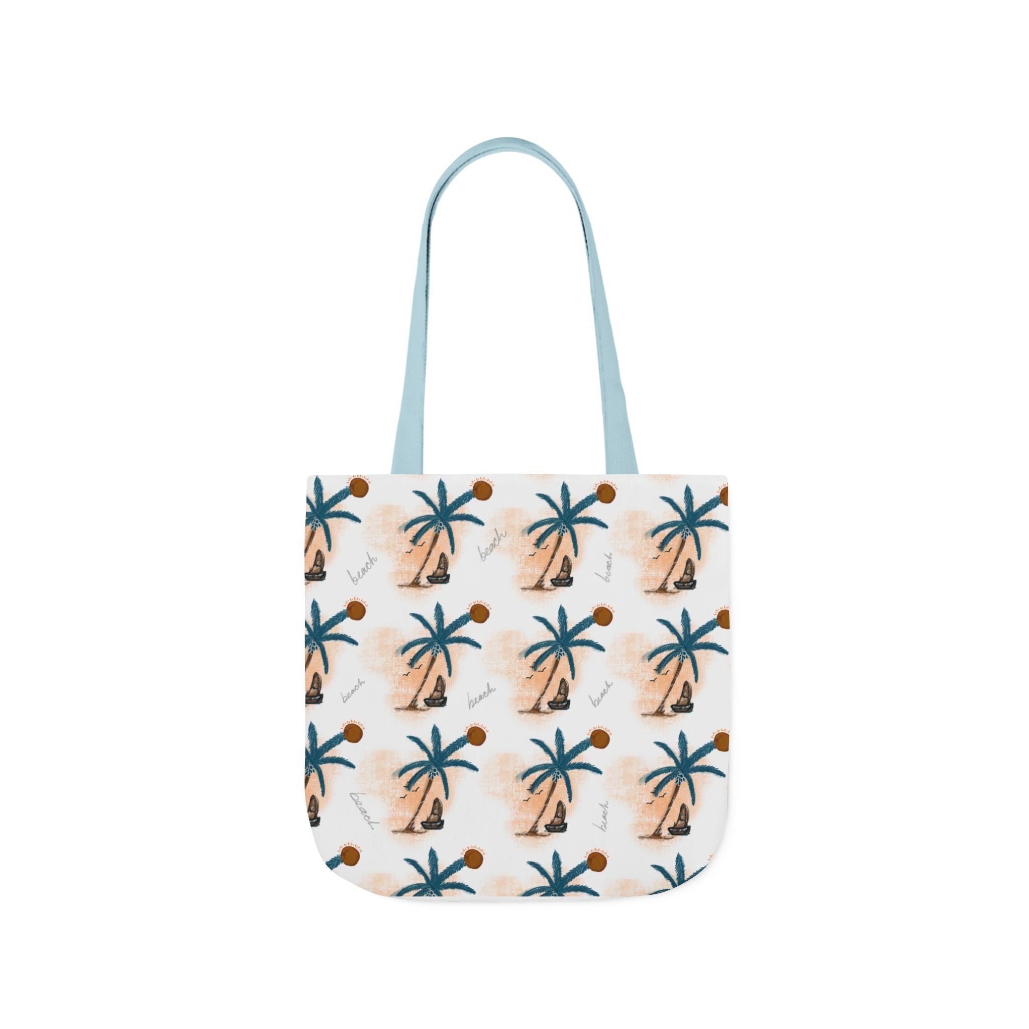 Beach Hand Drawn Art Canvas Tote Bag, 5-Color Straps Printify