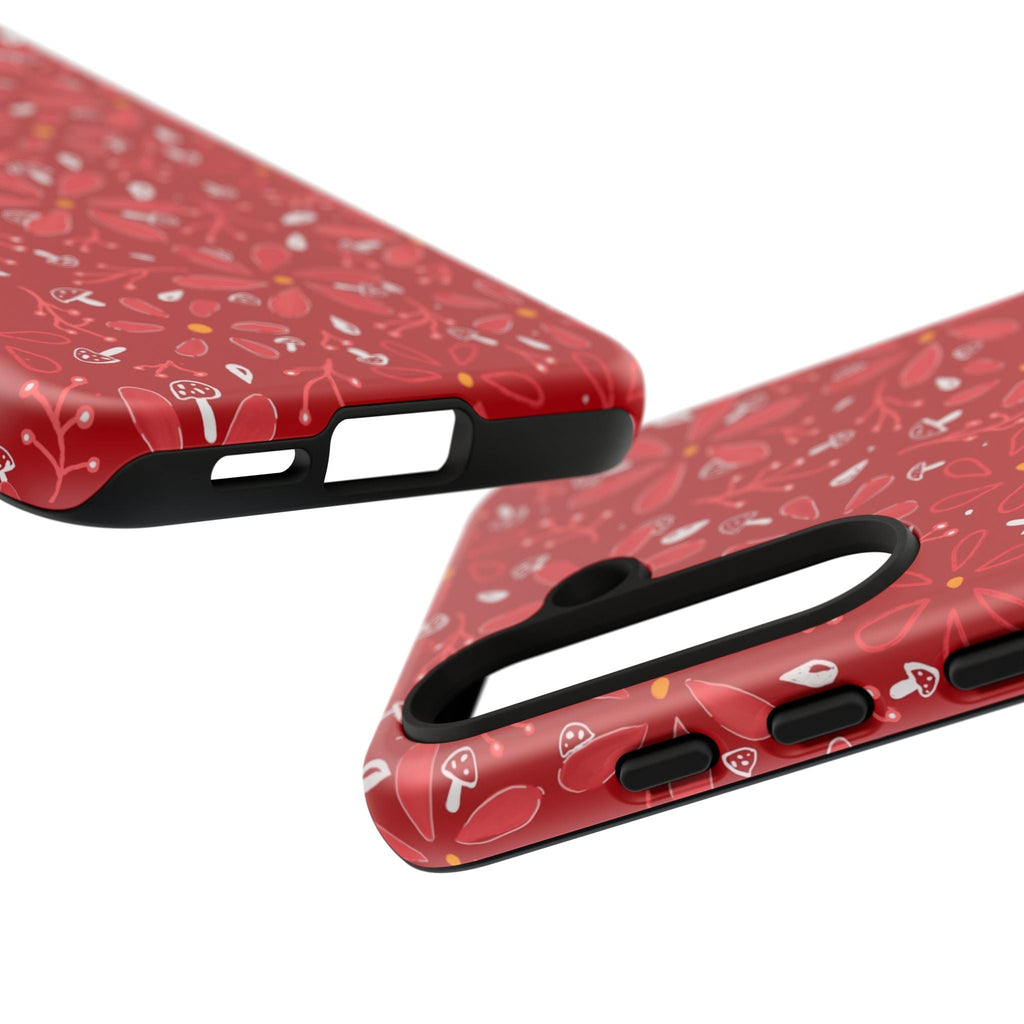 Red Flora Hand Designed Print Tough Cases Printify