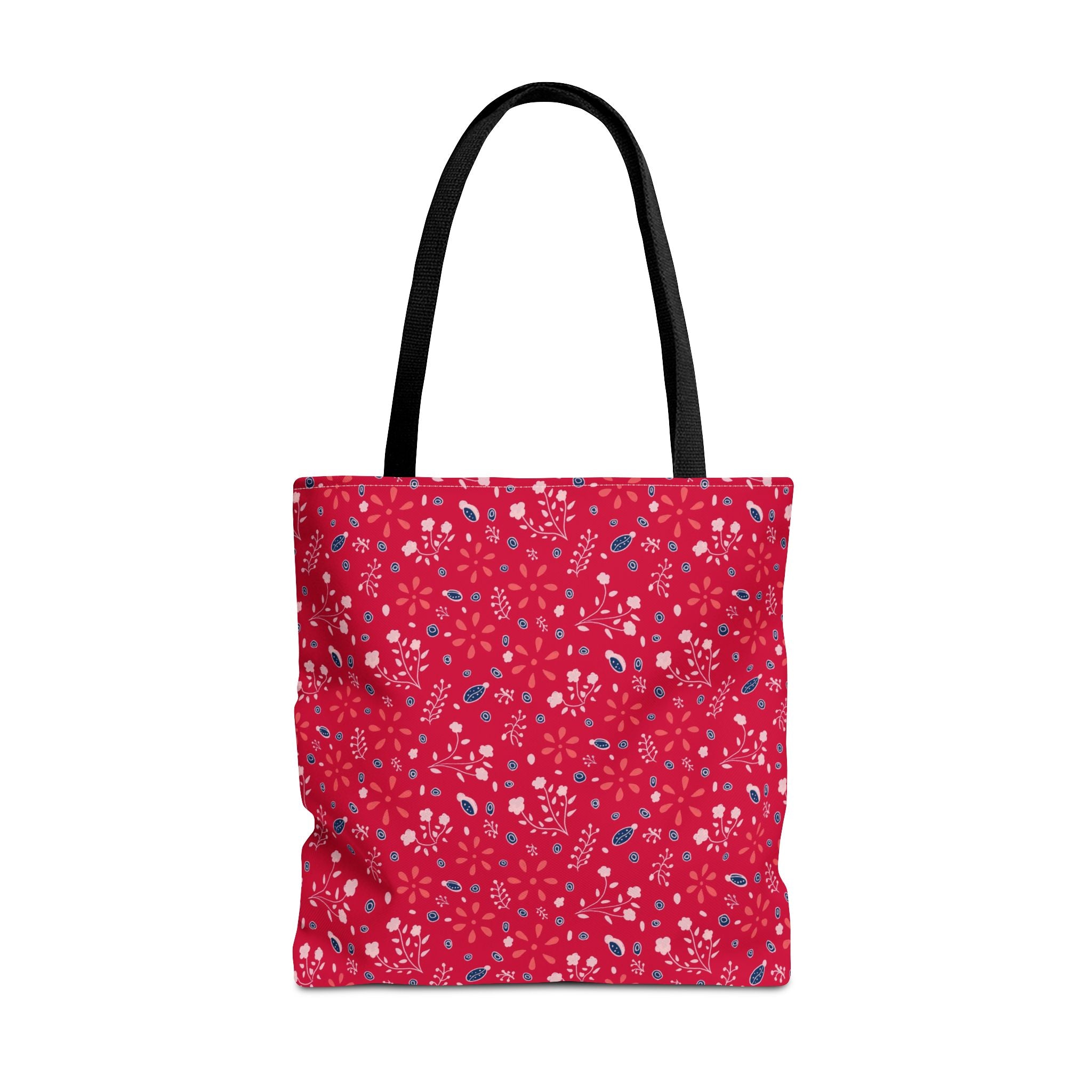 Red Botanic Print Tote Bag
