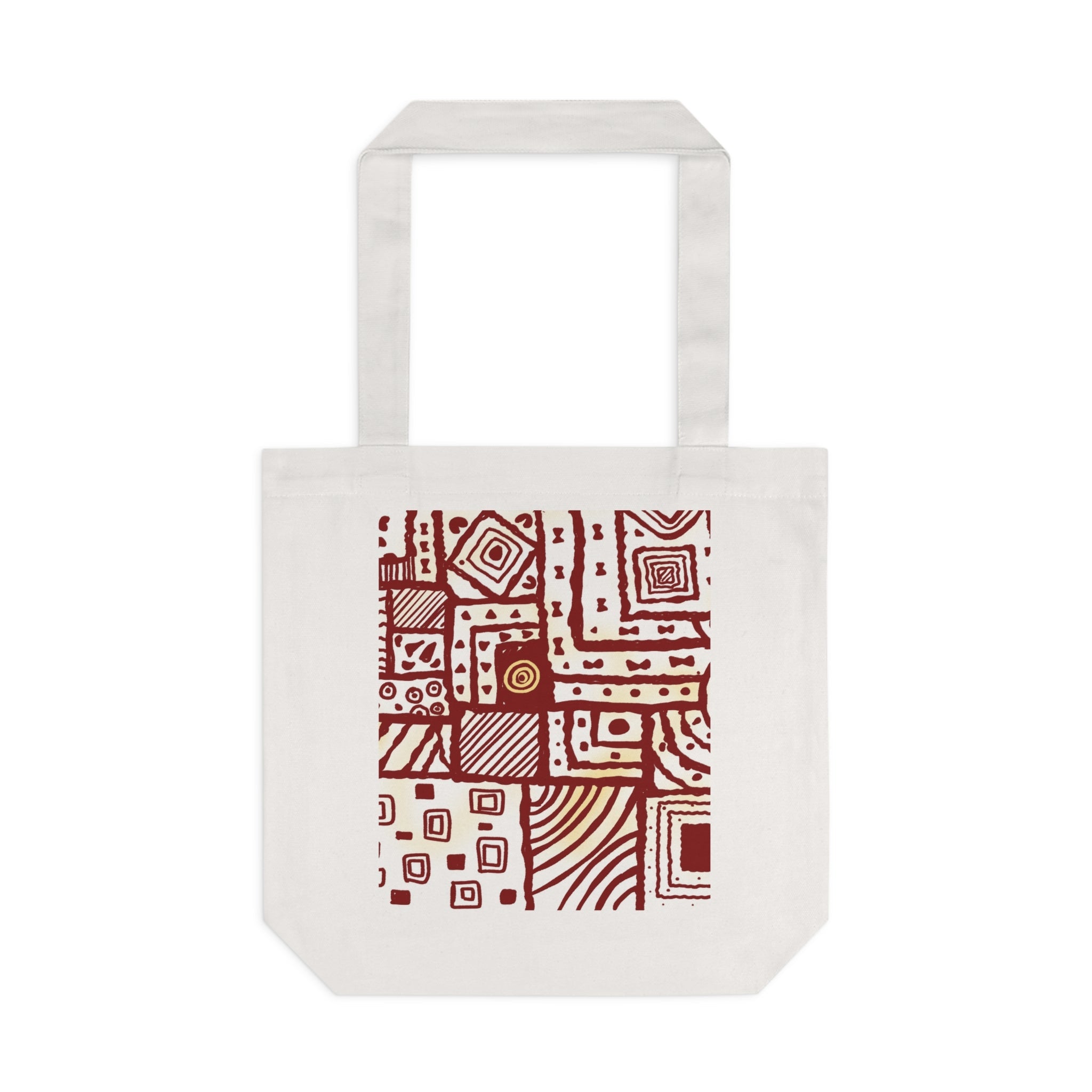 Abstract Red Hand Designed Prints Cotton Tote Bag Printify