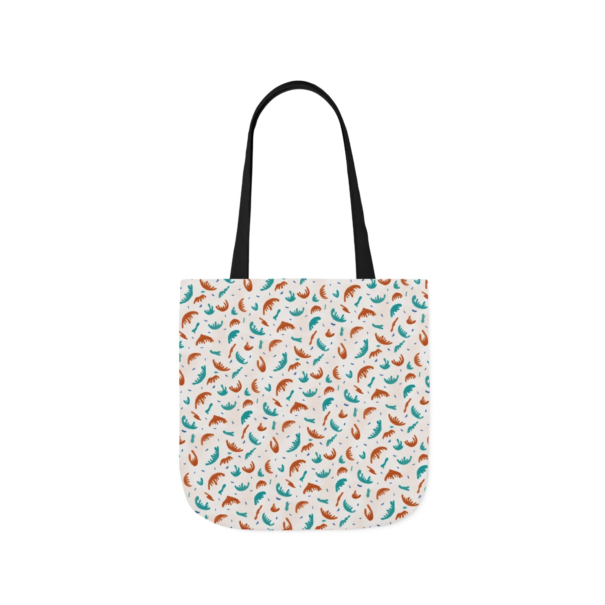 Abstract Hand Designed Print Canvas Tote Bag, 5-Color Straps Printify