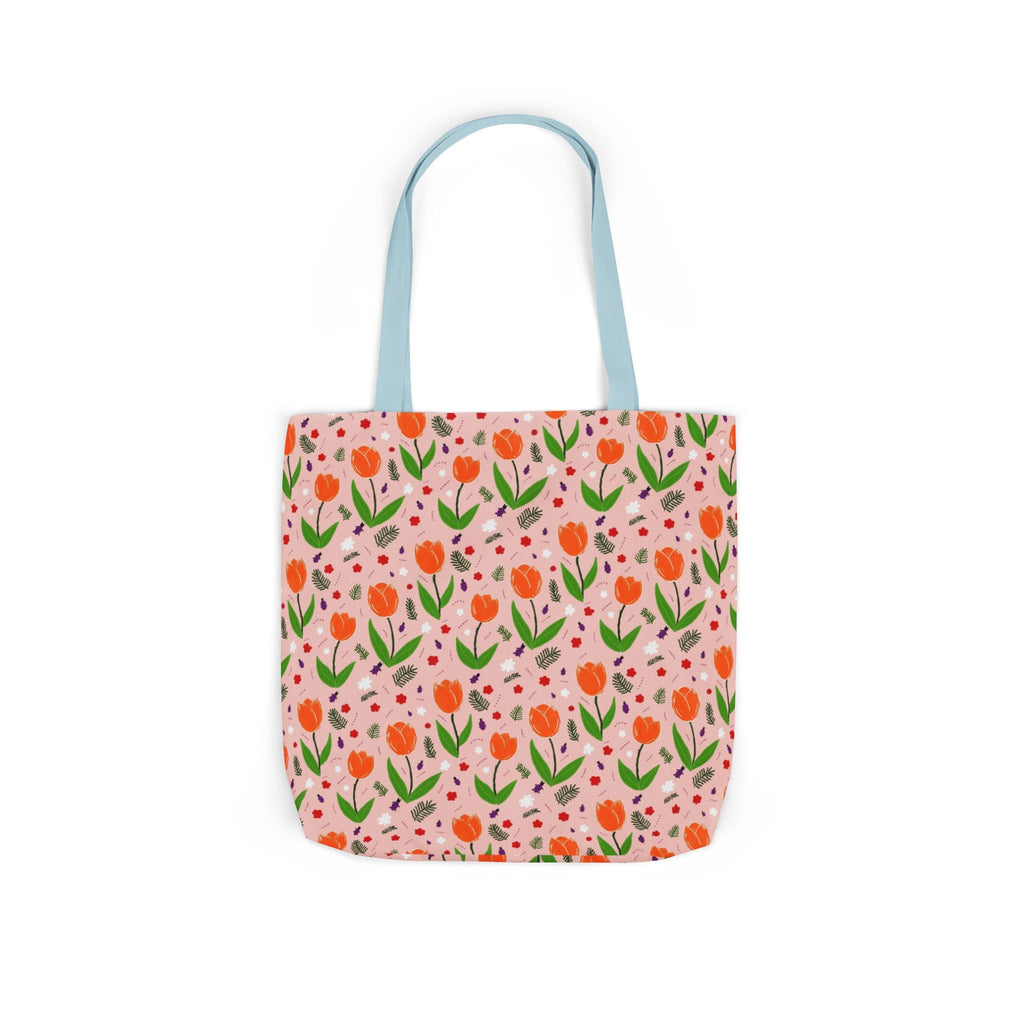 Orange Tulip Hand Designed Art Botanic Canvas Tote Bag, 5-Color Straps Printify