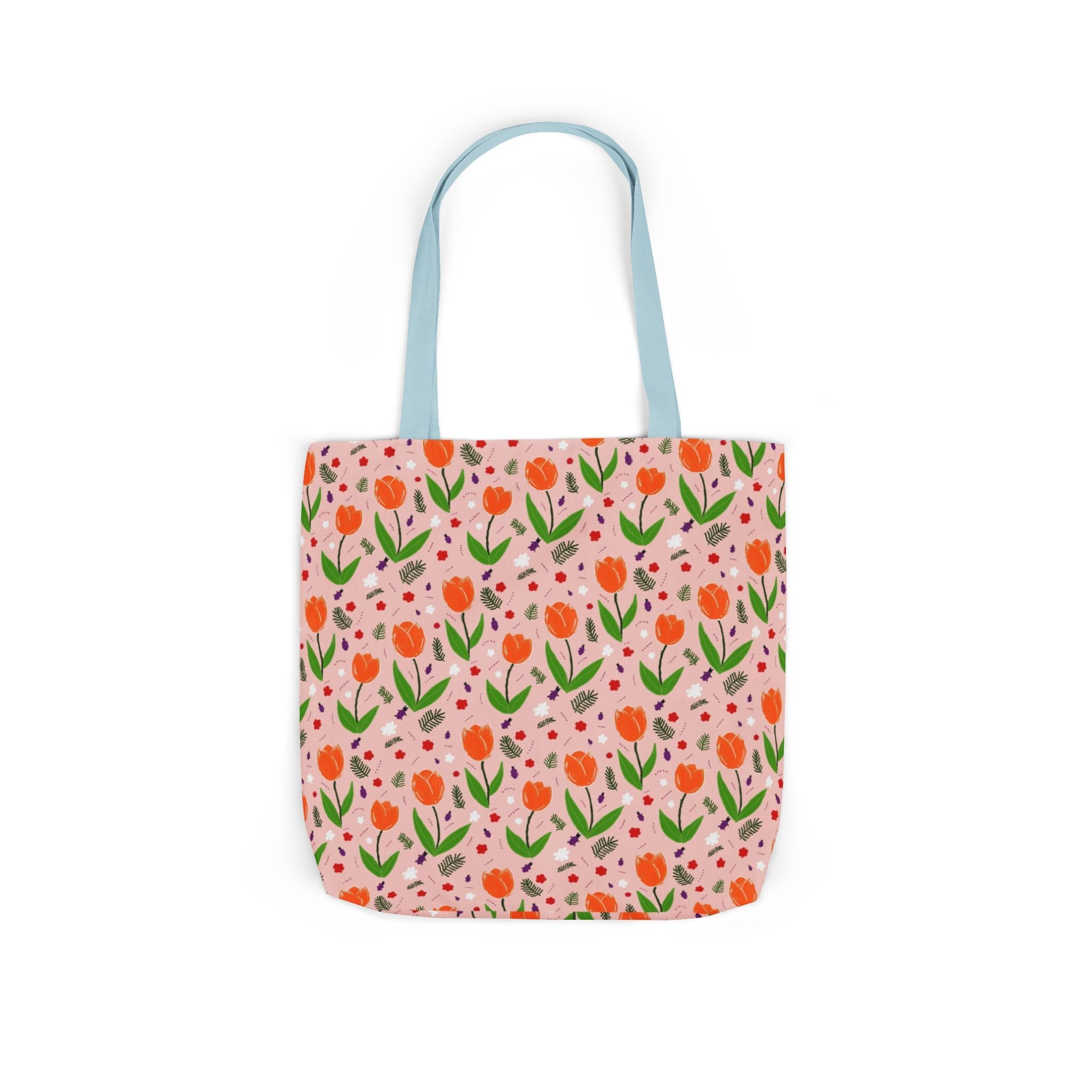 Orange Tulip Hand Designed Art Botanic Canvas Tote Bag, 5-Color Straps Printify