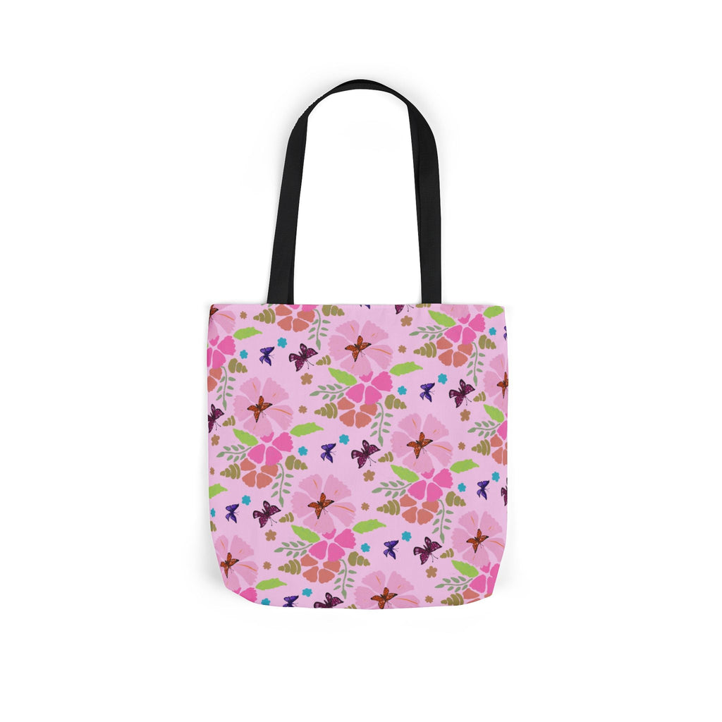 Pink Butterfly Garden Canvas Tote Bag, 5-Color Straps Printify