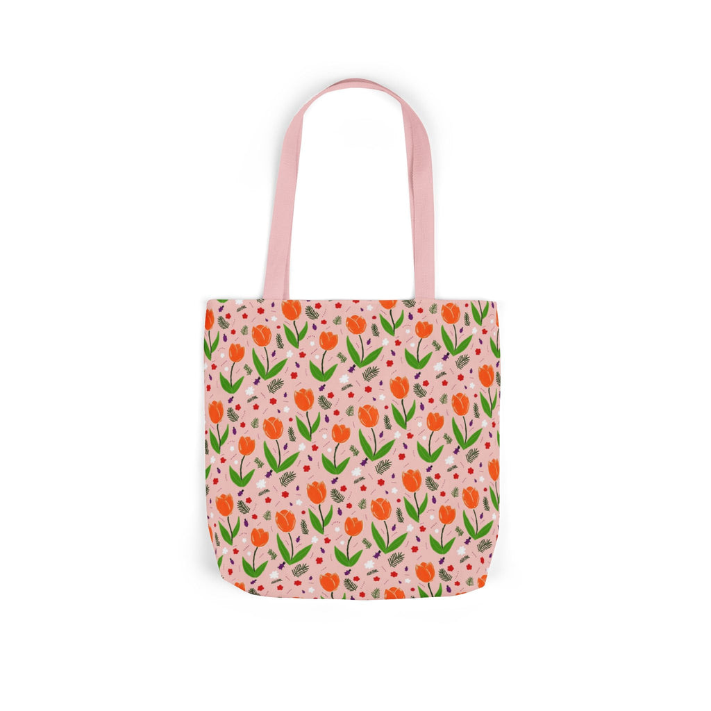Orange Tulip Hand Designed Art Botanic Canvas Tote Bag, 5-Color Straps Printify