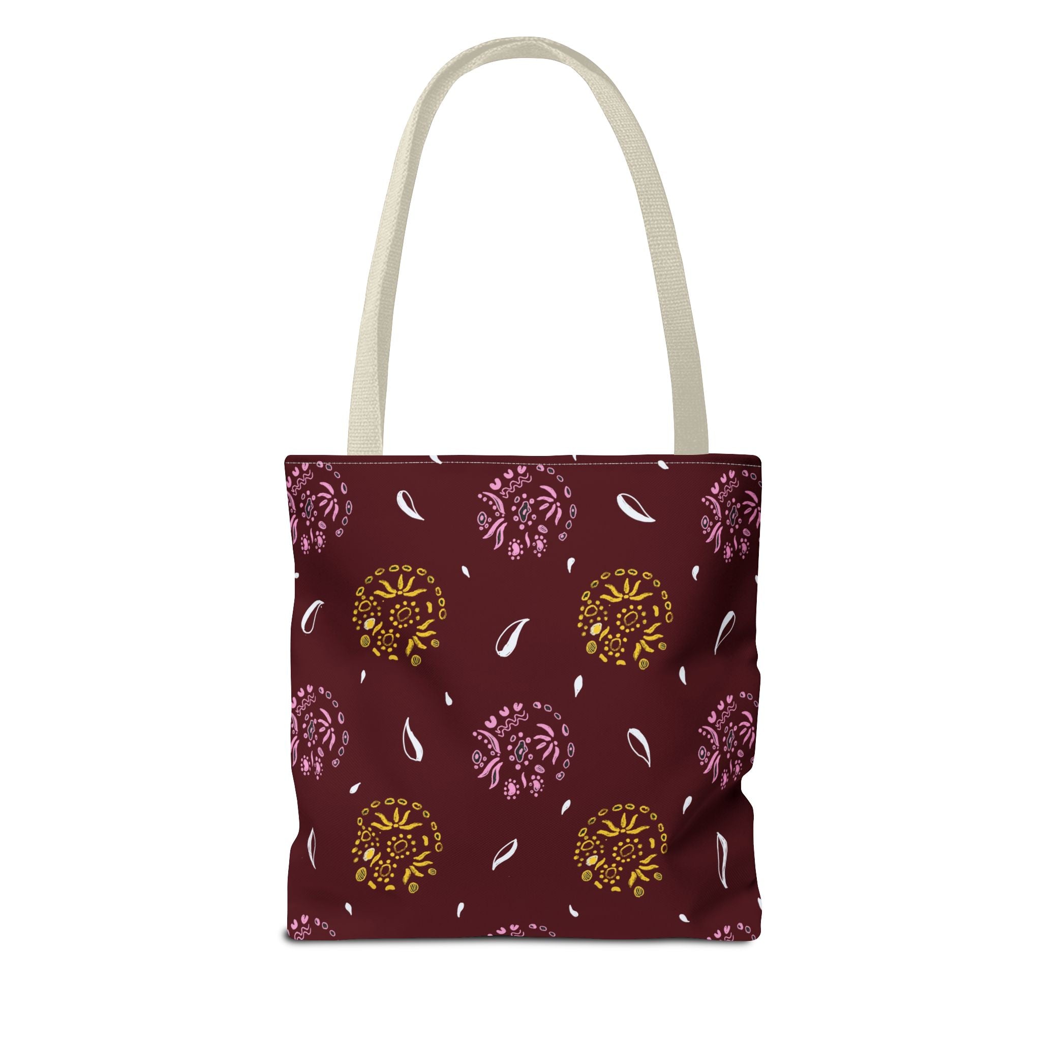 Maroon Abstract Symbol Tote Bag (AOP)