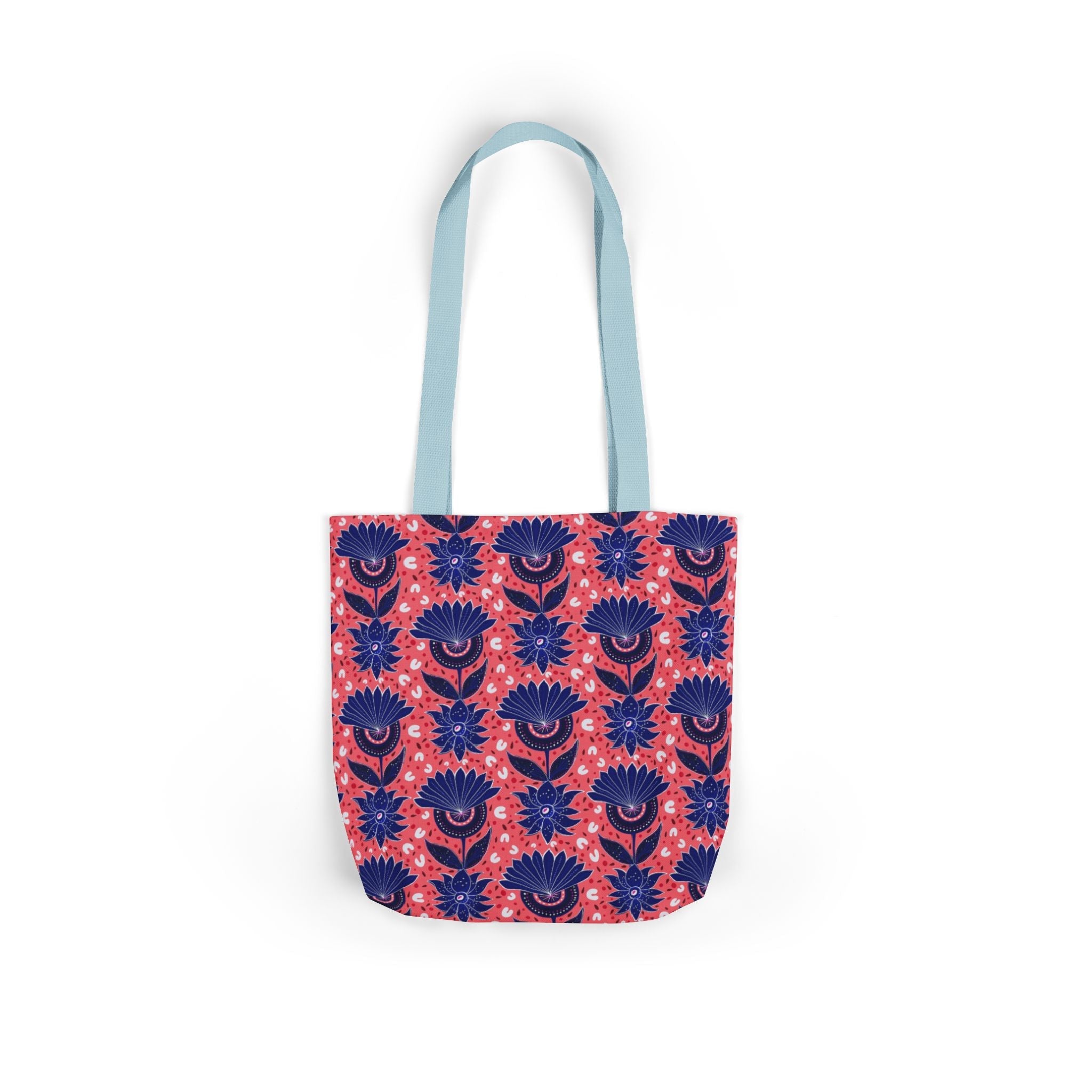 Blue Pink Botanic Canvas Tote Bag, 5-Color Straps Printify
