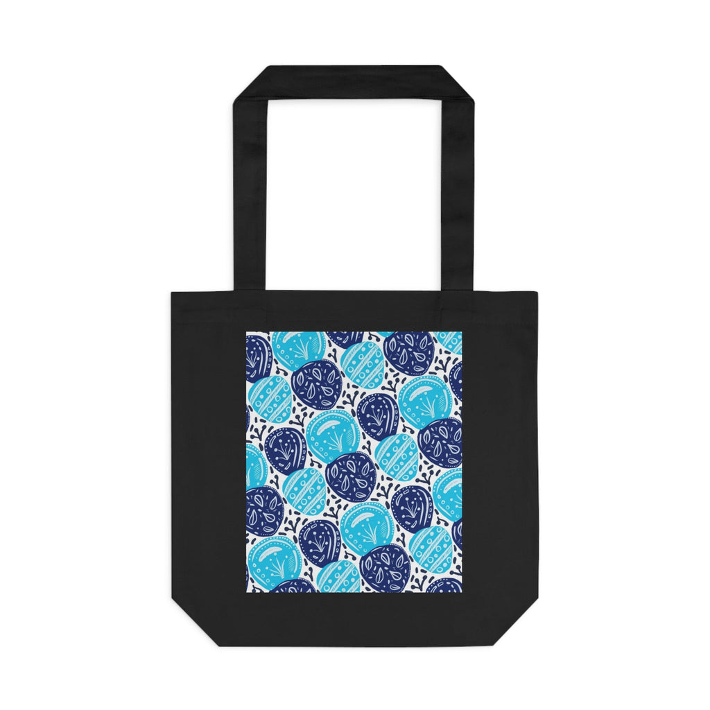Blue Abstract Hand Drawn Ovals Prints Cotton Tote Bag Printify