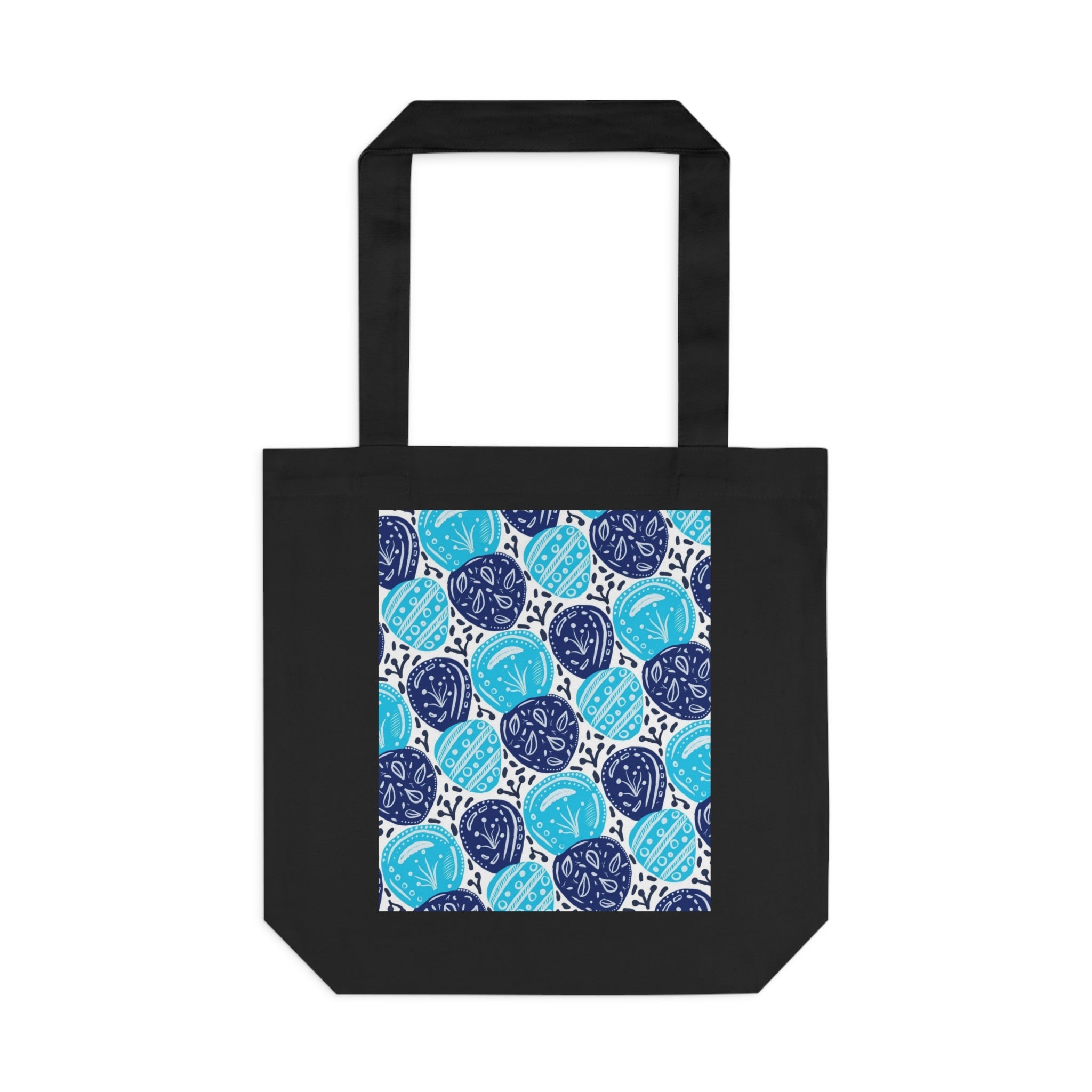 Blue Abstract Hand Drawn Ovals Prints Cotton Tote Bag Printify