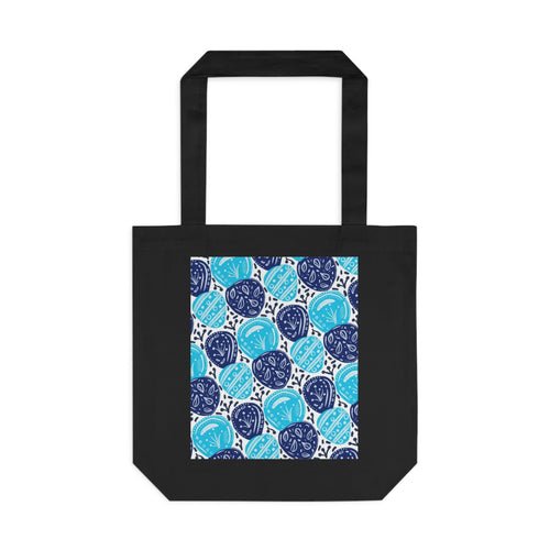 Blue Abstract Hand Drawn Ovals Prints Cotton Tote Bag Printify