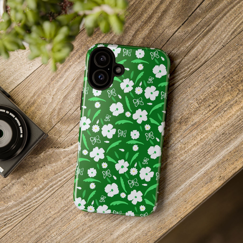 Green Meets White Flora Hand Designed Prints Tough Cases Printify