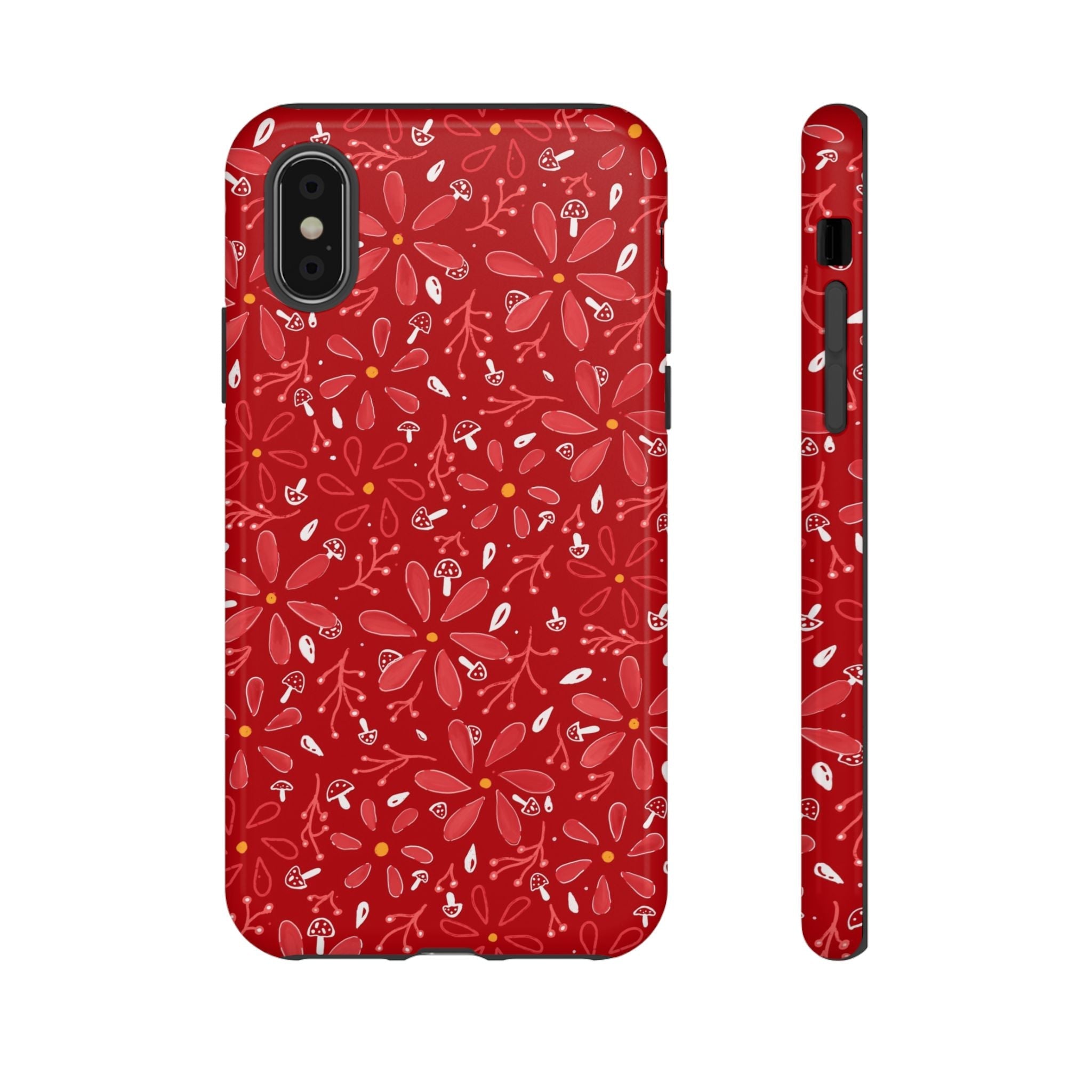 Red Flora Hand Designed Print Tough Cases Printify
