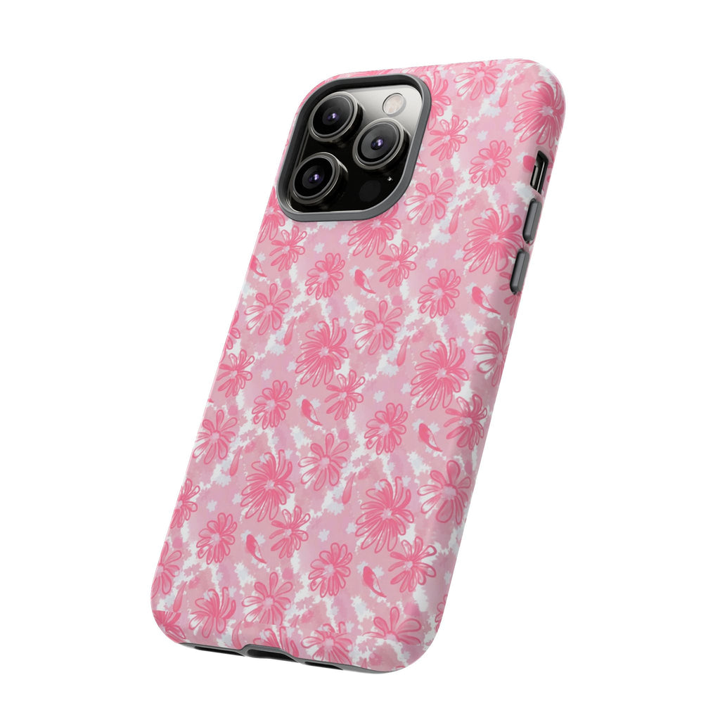 Flora Pink White Phone Case (Carry Original Art Drawn) Printify