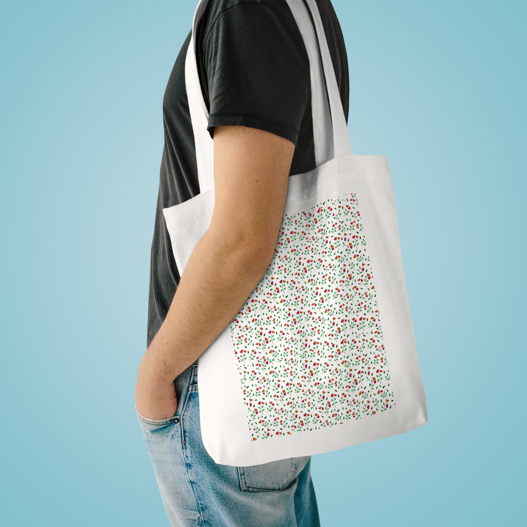 Small Flora Hand Designed Art Print -Cotton Tote Bag Printify