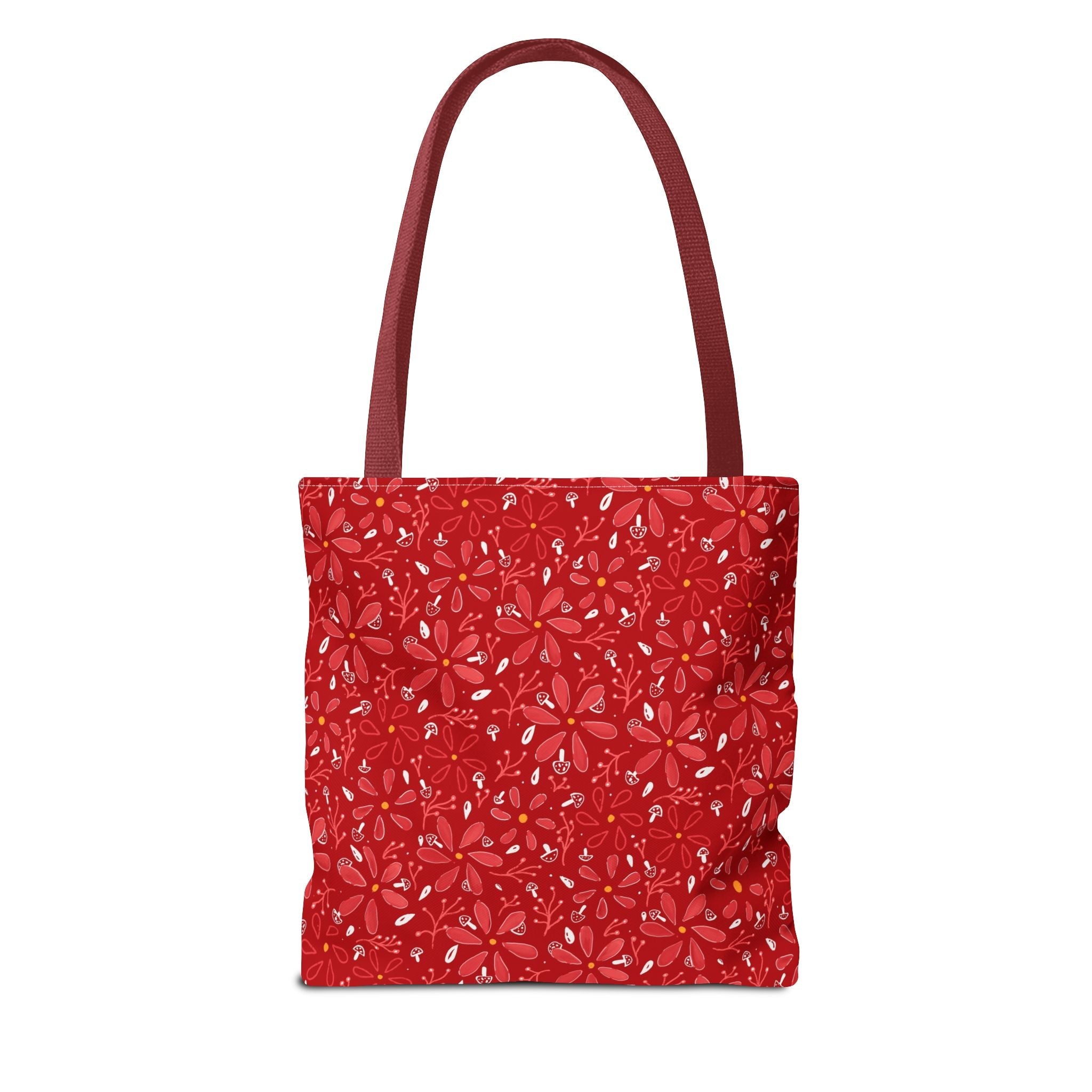 Red Flower with Mini Mushroom Tote Bag (AOP) Printify