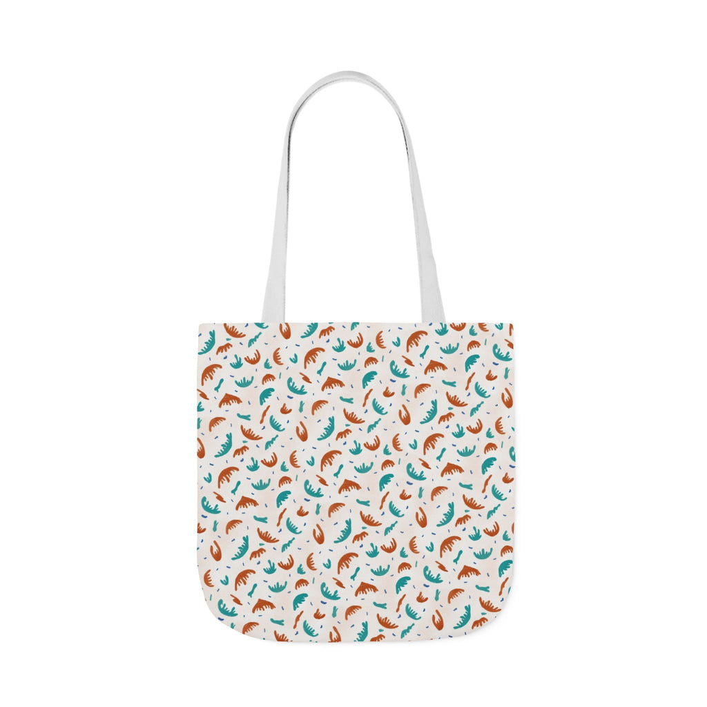 Abstract Hand Designed Print Canvas Tote Bag, 5-Color Straps Printify
