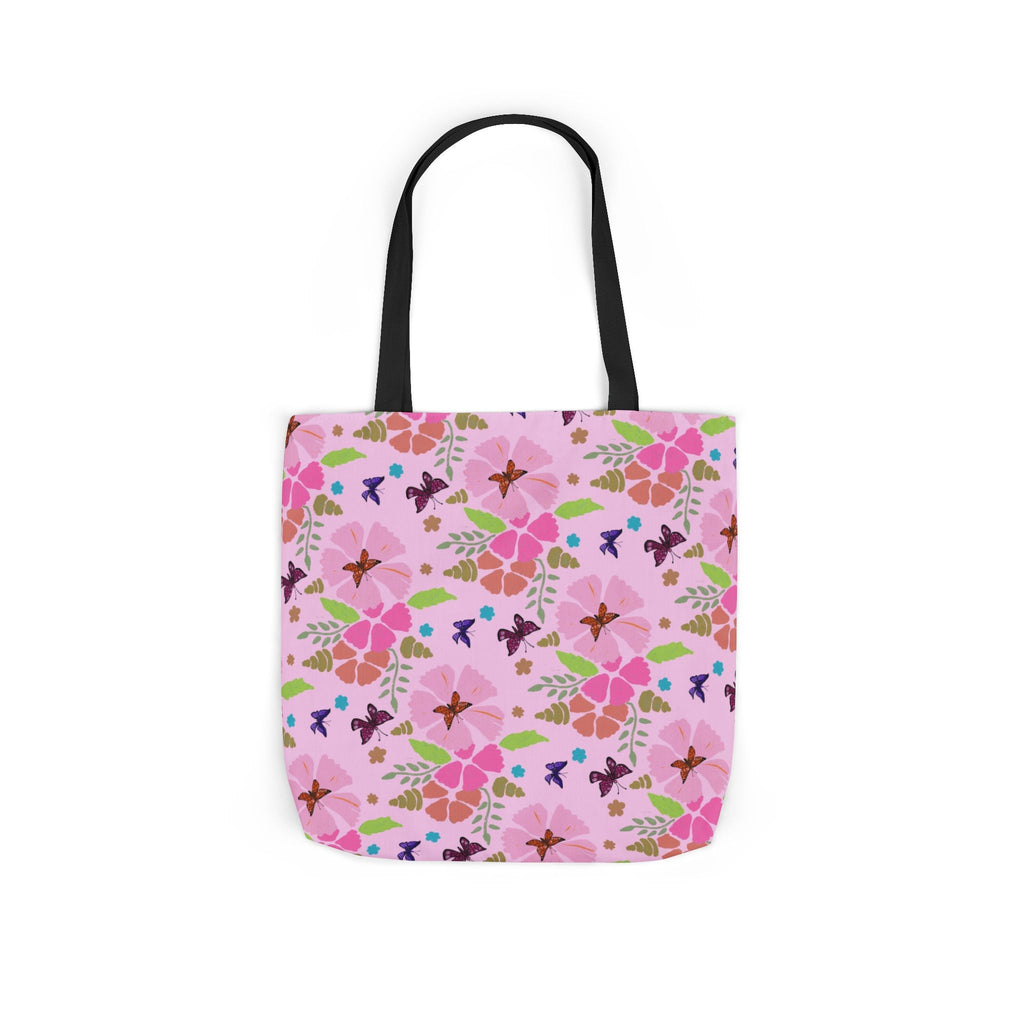 Pink Butterfly Garden Canvas Tote Bag, 5-Color Straps Printify