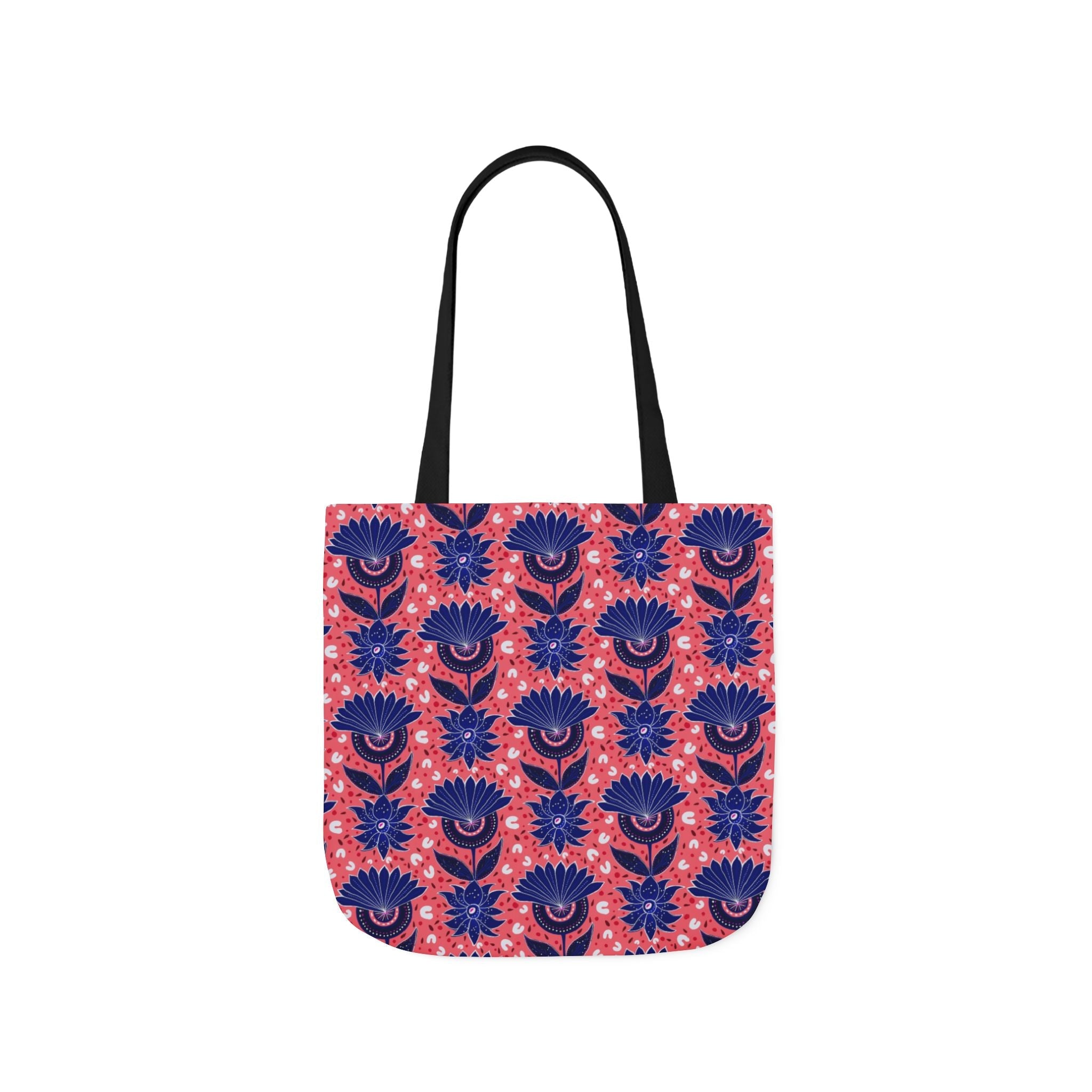 Blue Pink Botanic Canvas Tote Bag, 5-Color Straps Printify