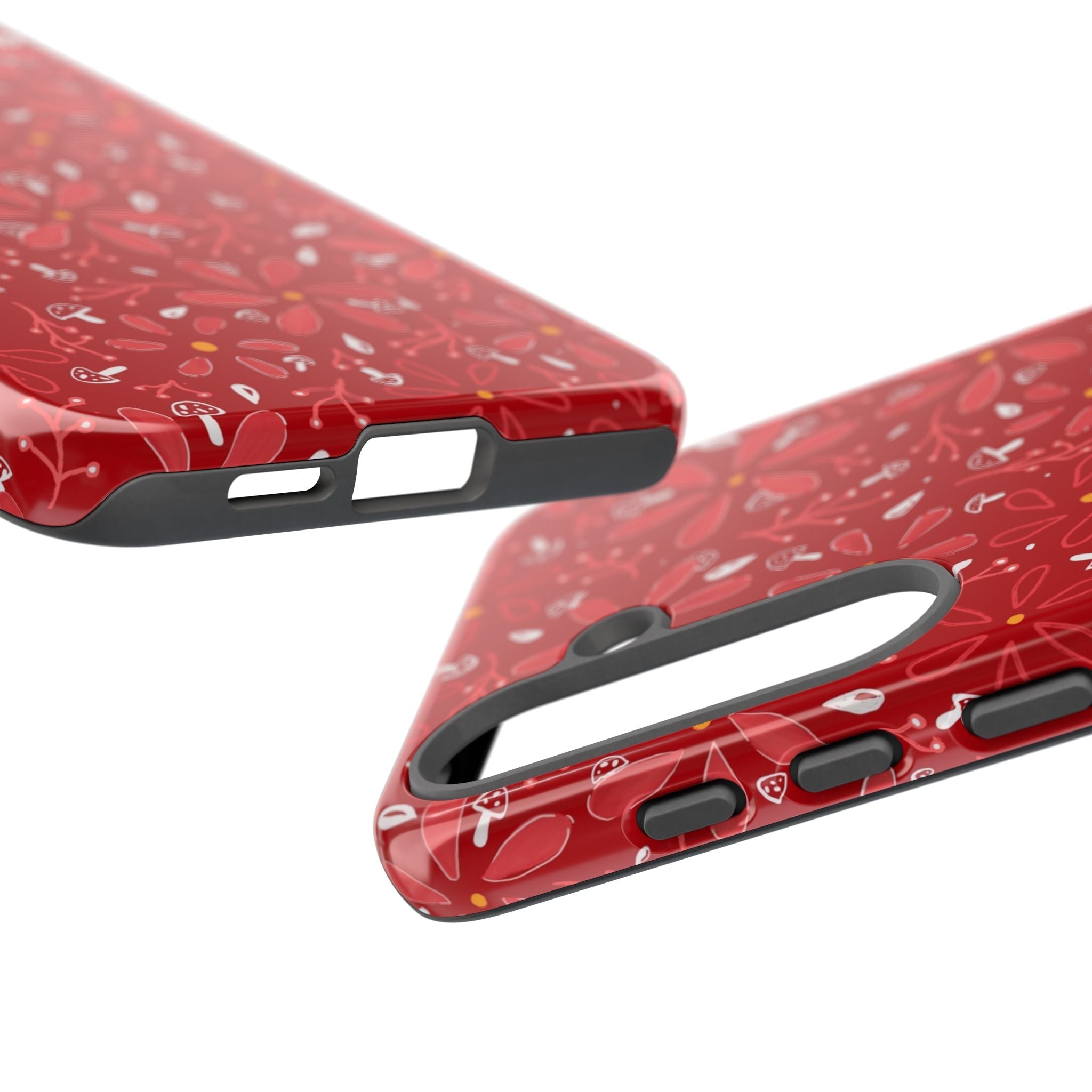 Red Flora Hand Designed Print Tough Cases Printify