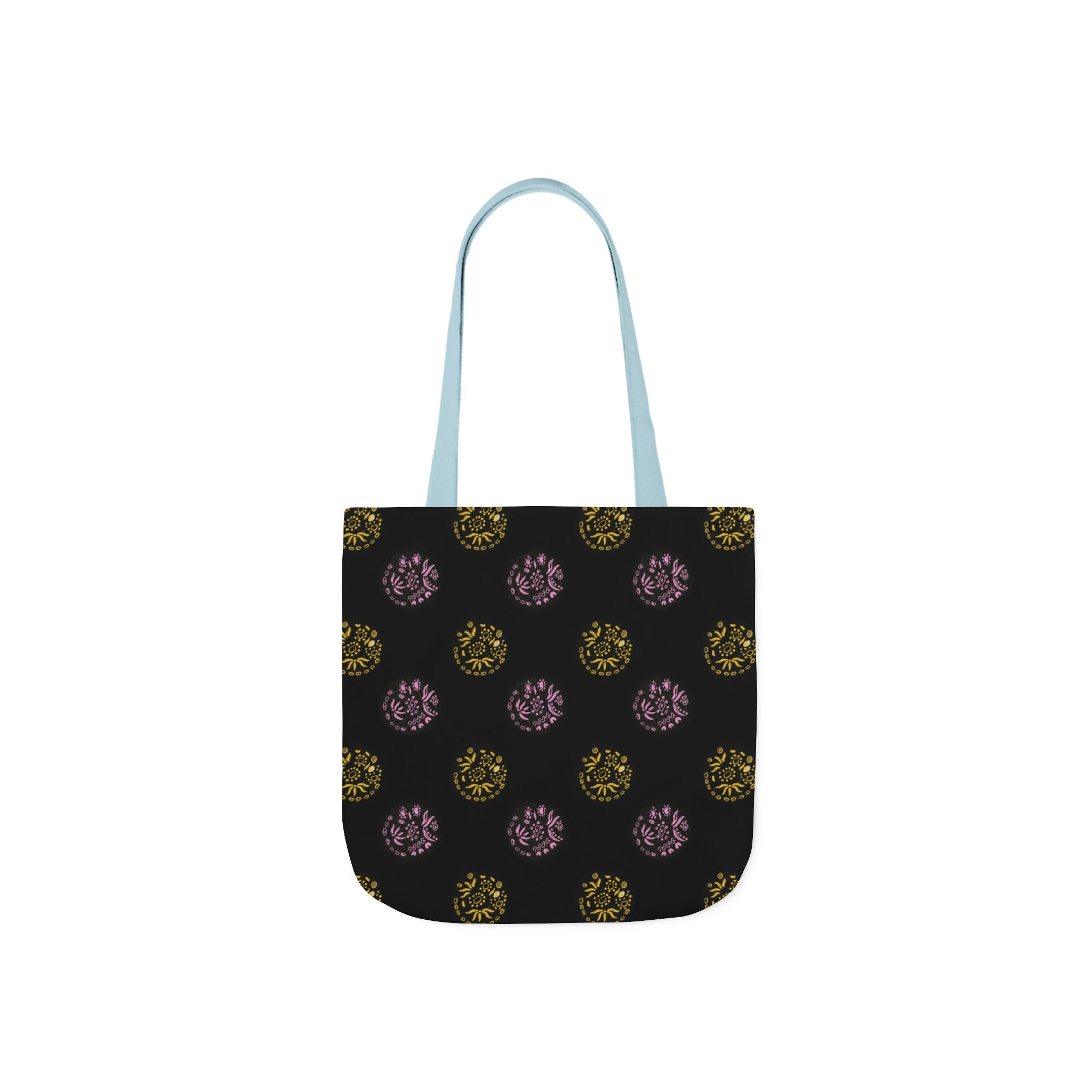 Black Abstract Canvas Tote Bag, 5-Color Straps